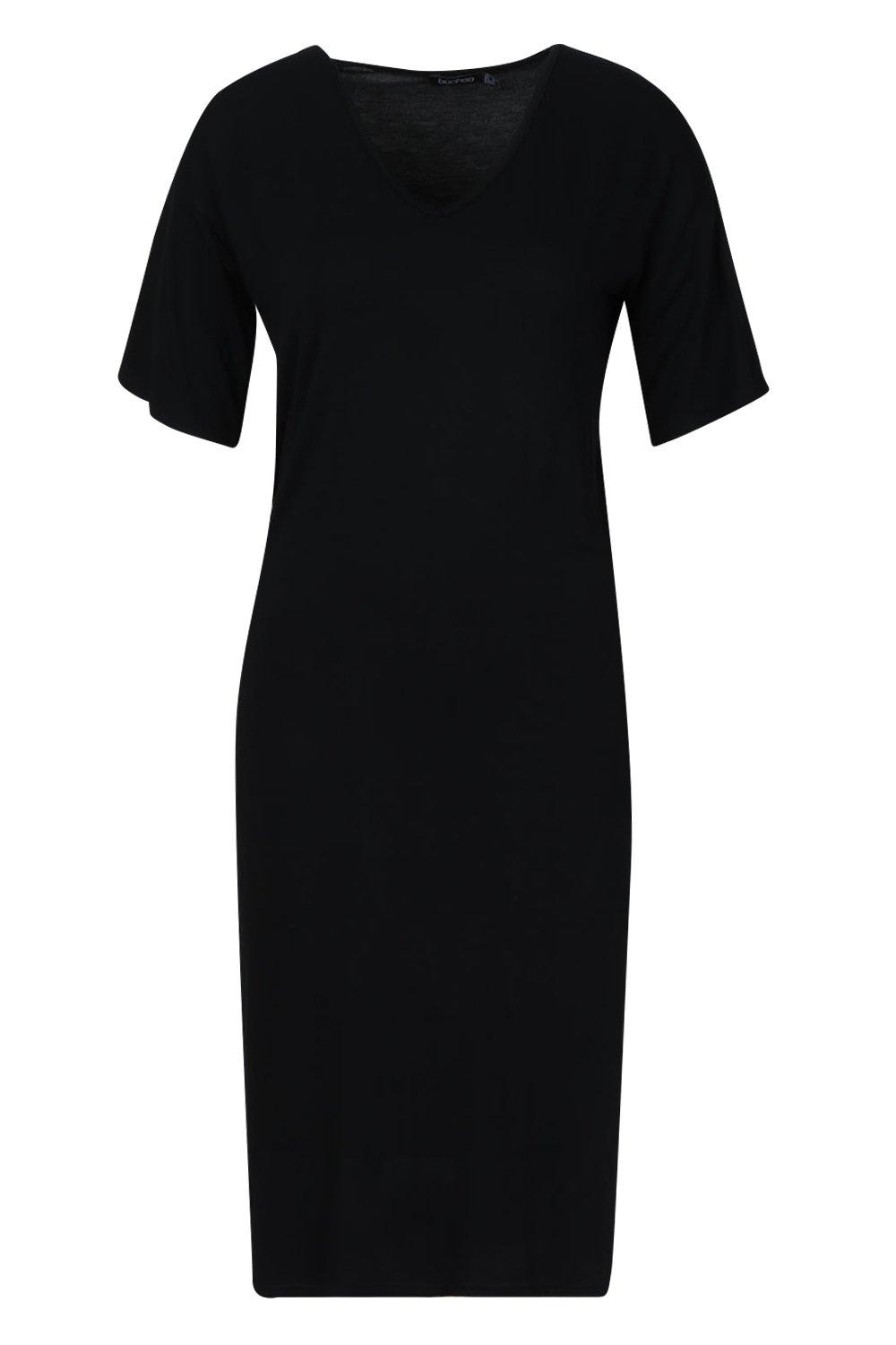 V neck midi store t shirt dress