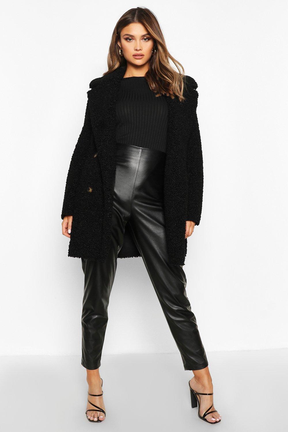 Boohoo black hotsell teddy coat