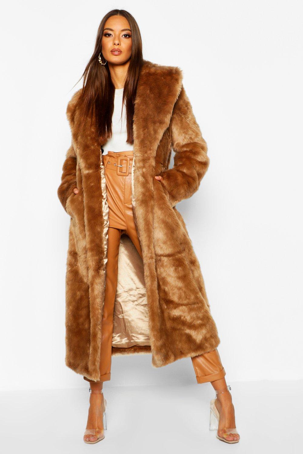 new look faux fur longline coat