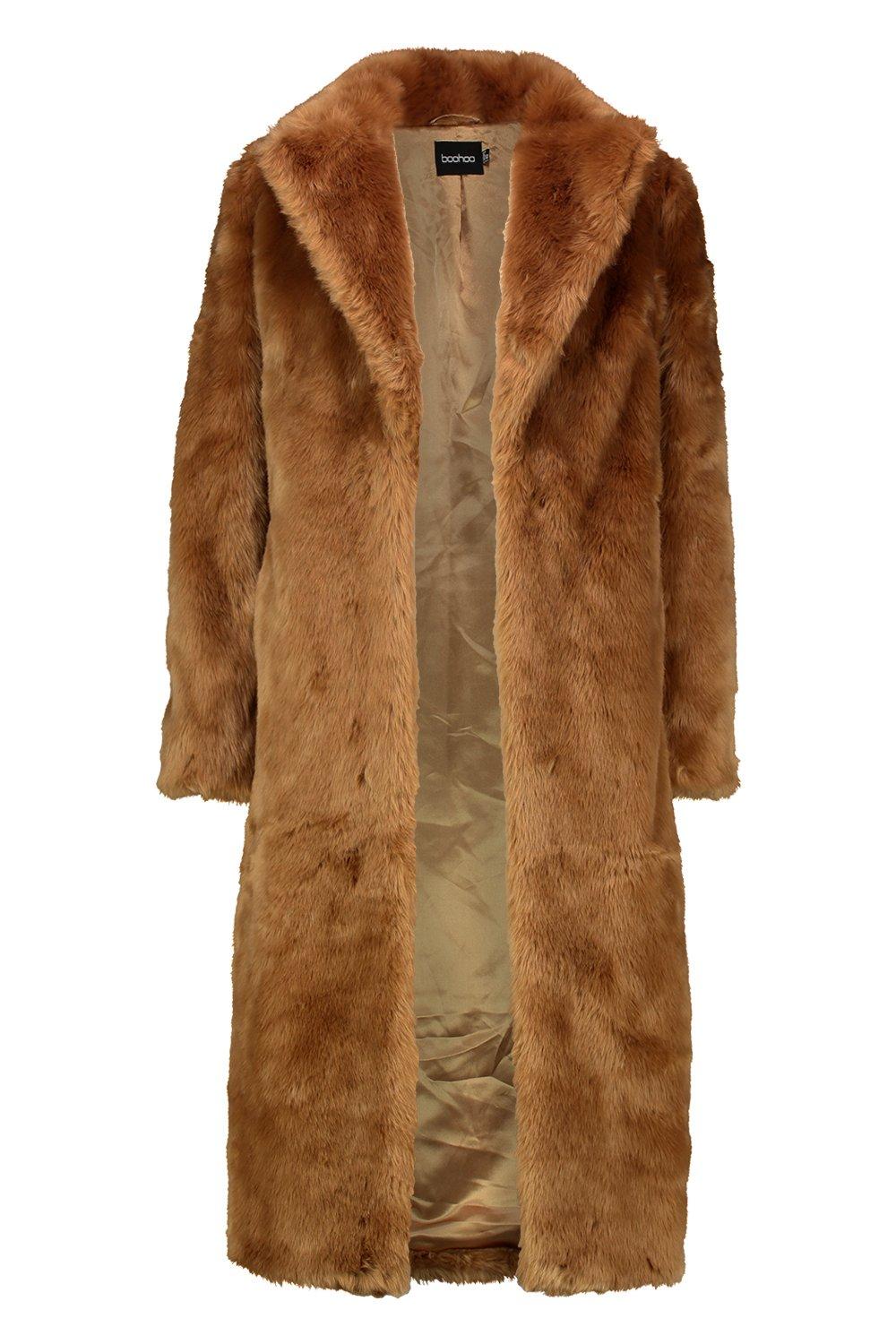 boohoo Women's Luxe Faux Fur Longline Coat