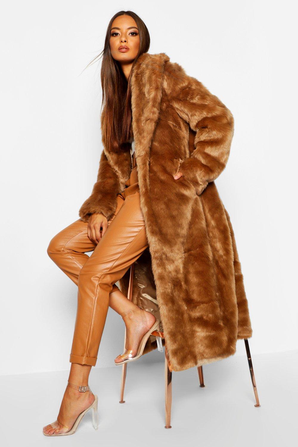 Faux fur sale longline coat