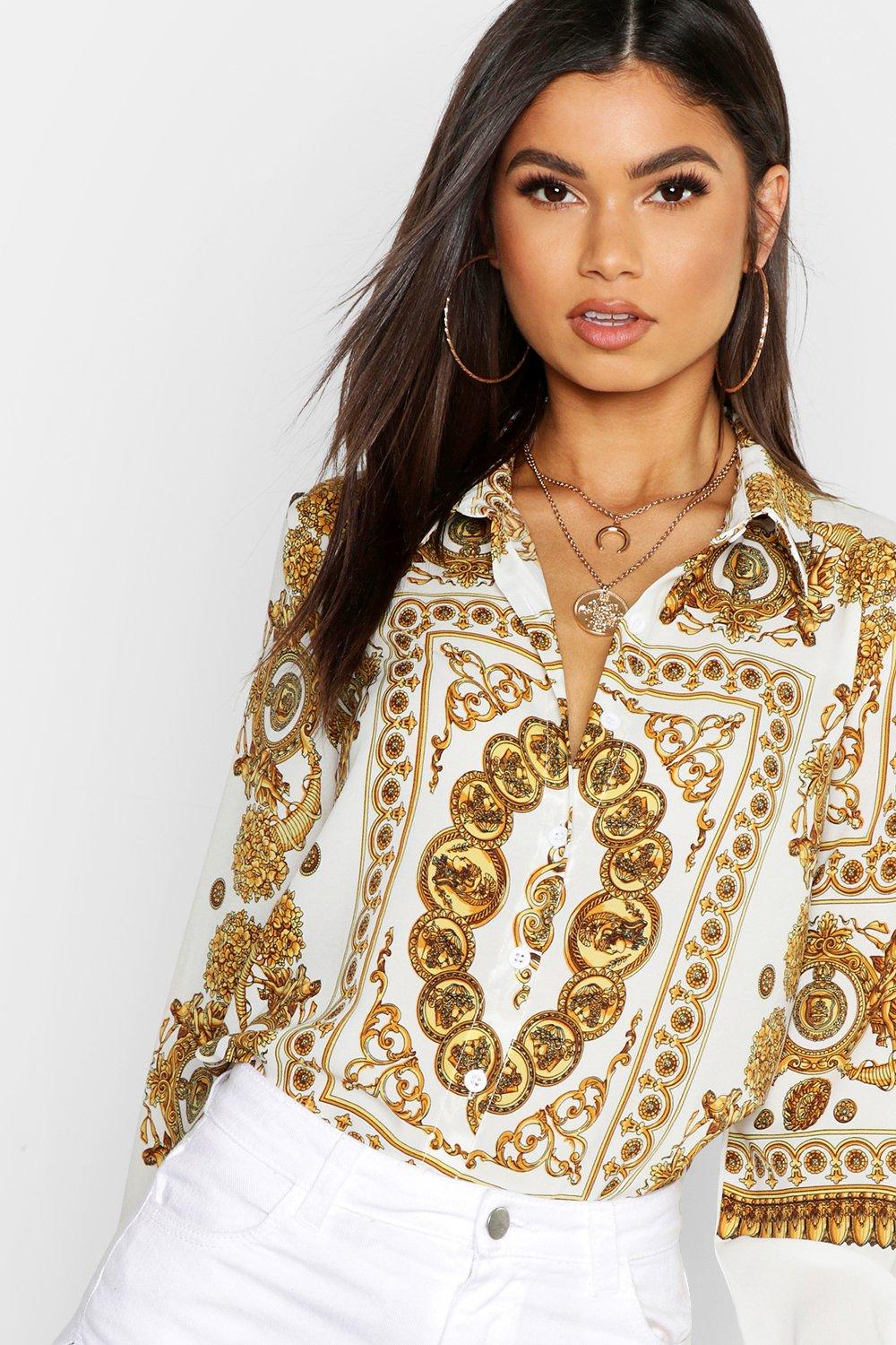 satin chain print shirt