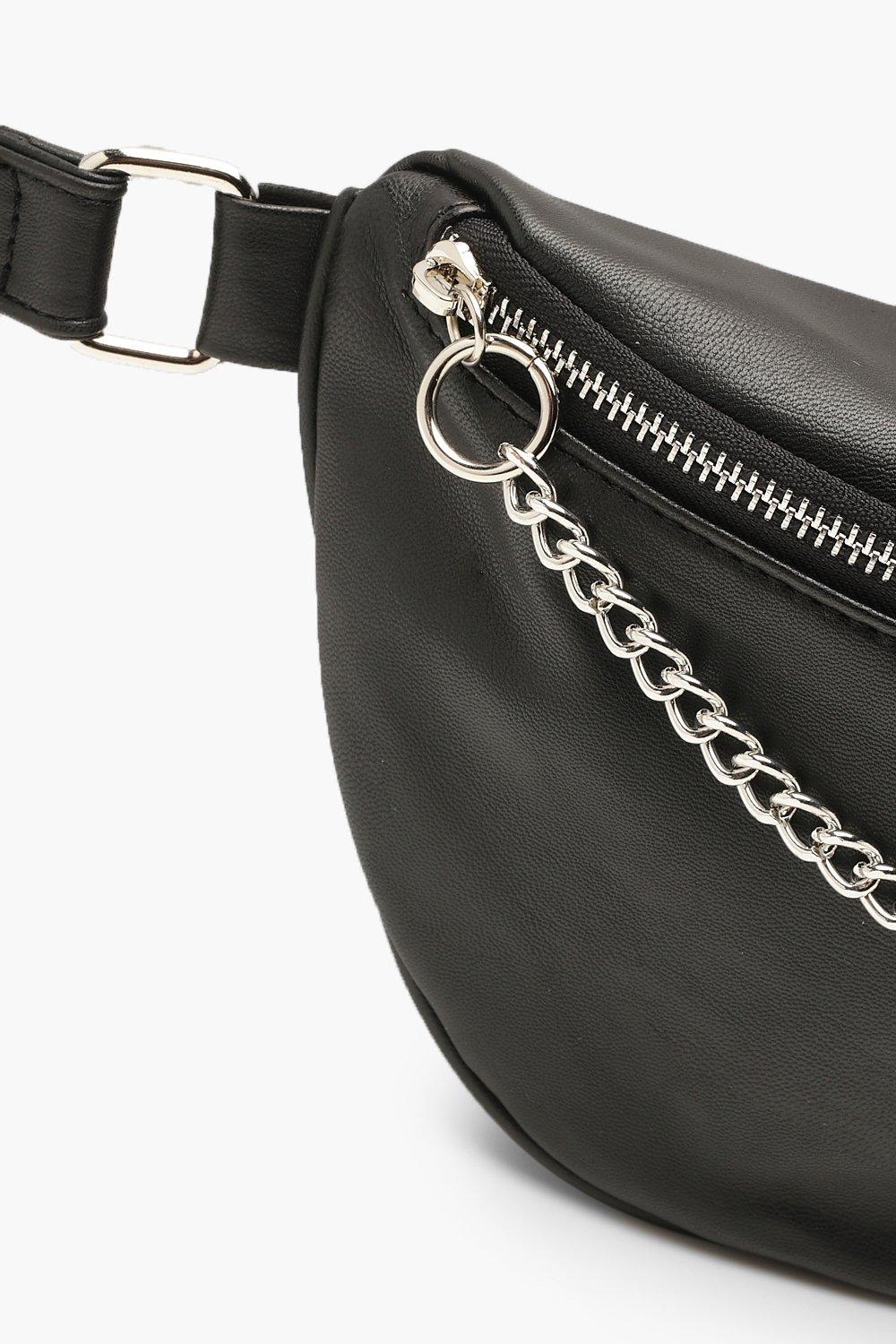 white chain bum bag