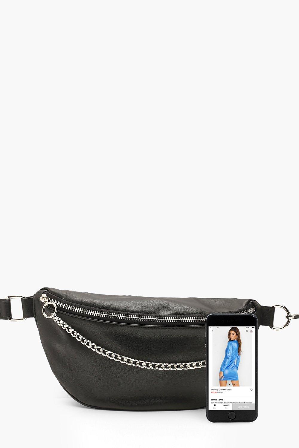 boohoo black bum bag