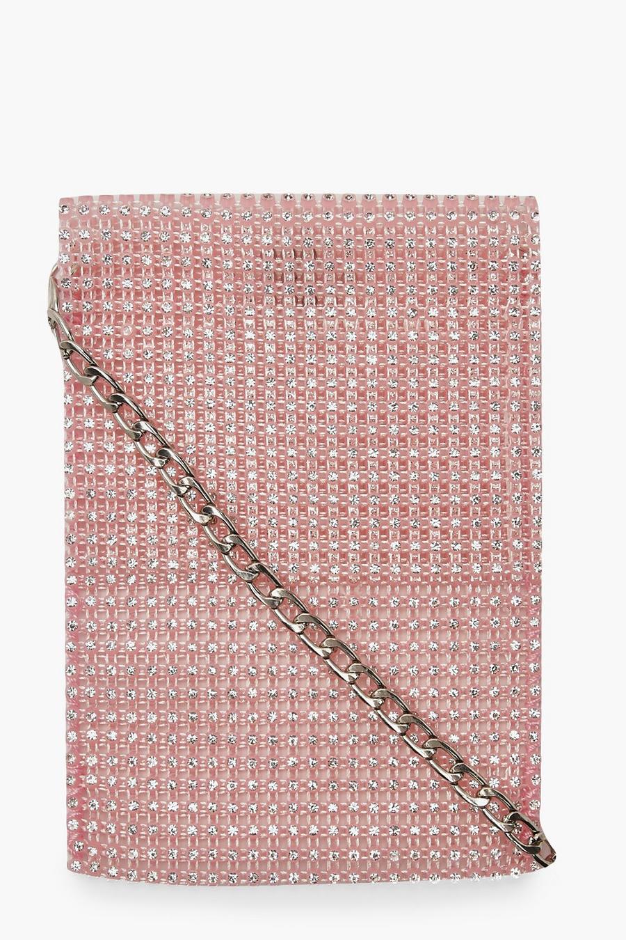 Pink Diamante Chain Mail Cross Body Bag image number 1