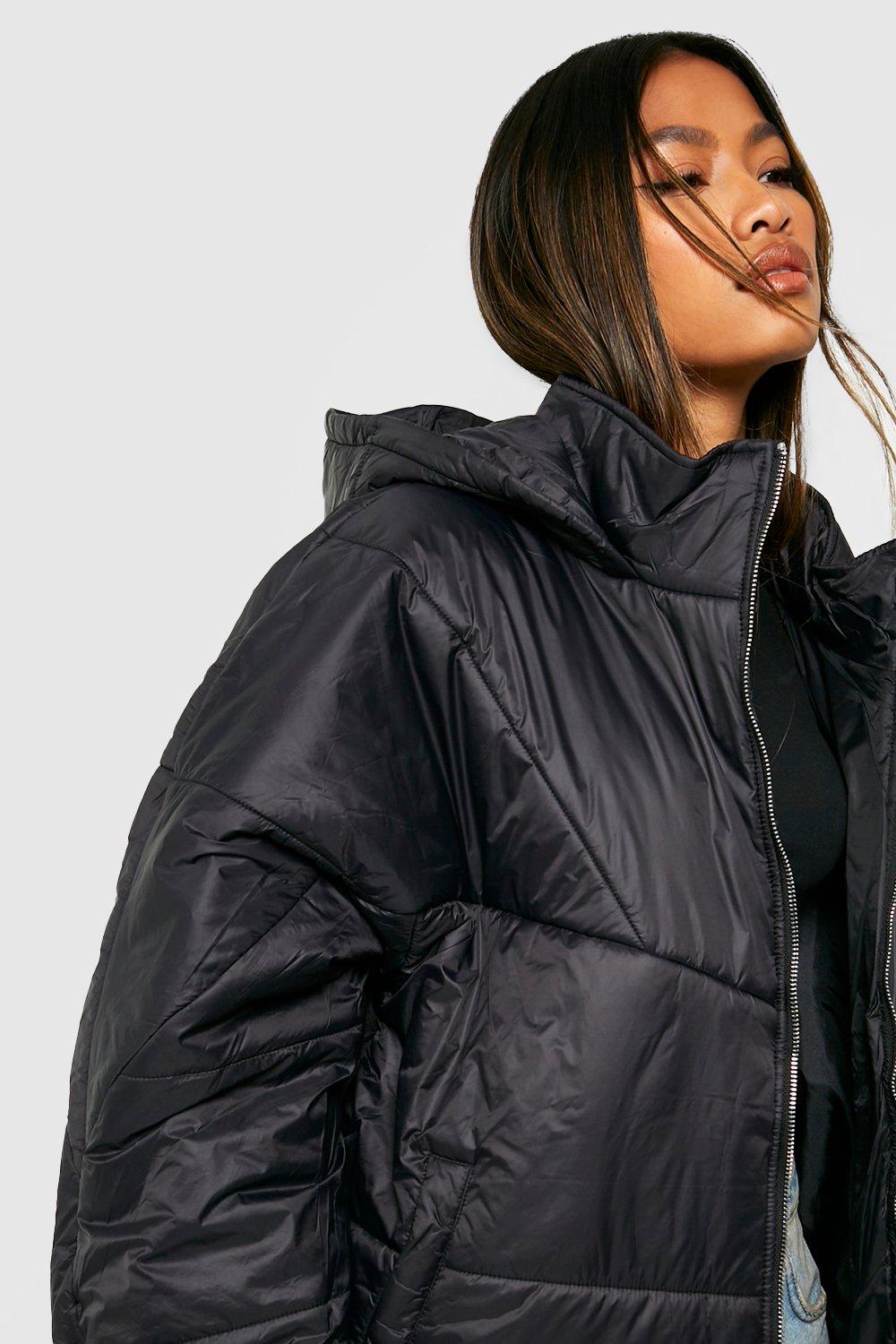 Boohoo black cheap puffer jacket