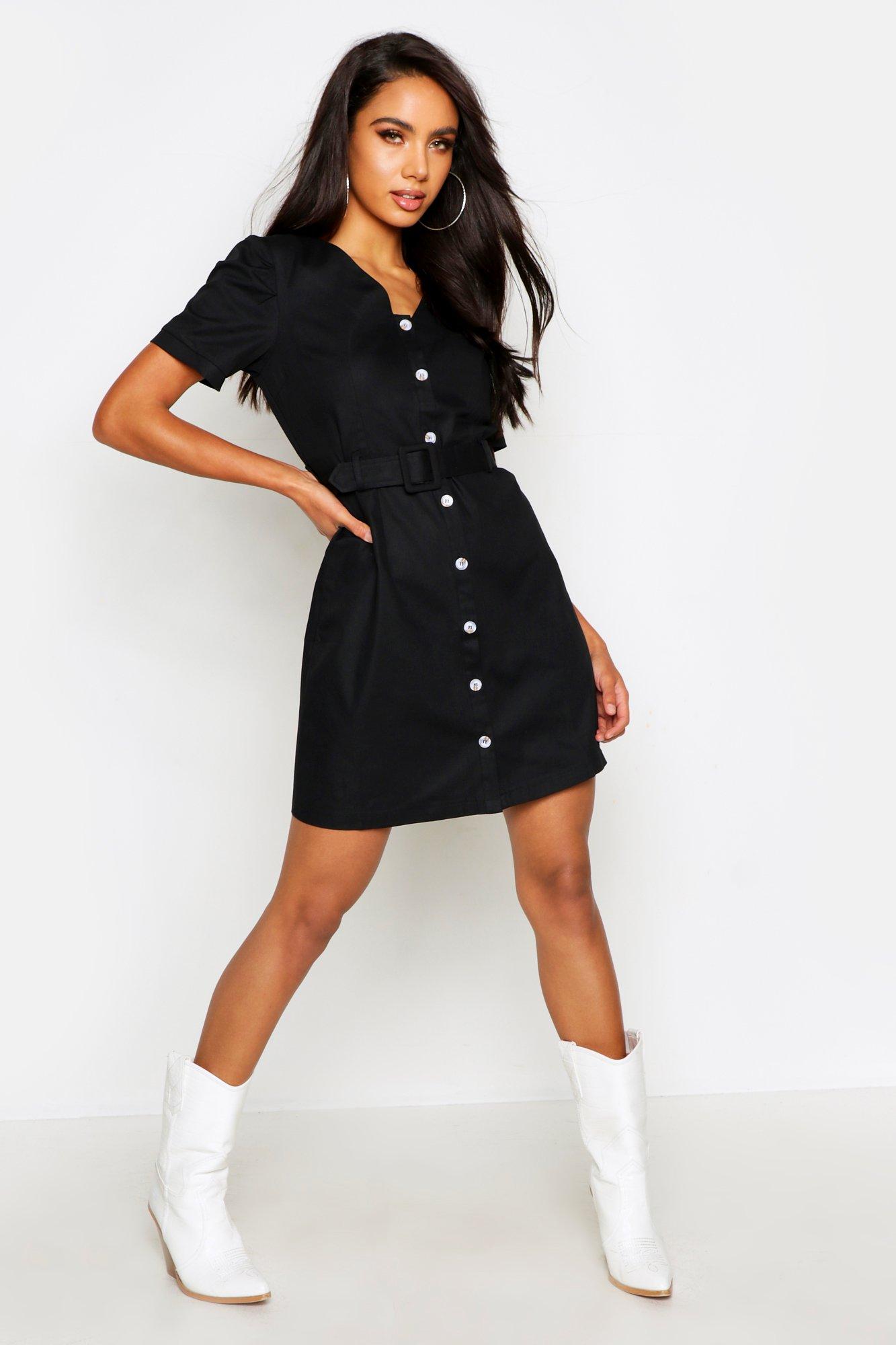 button through shift dress
