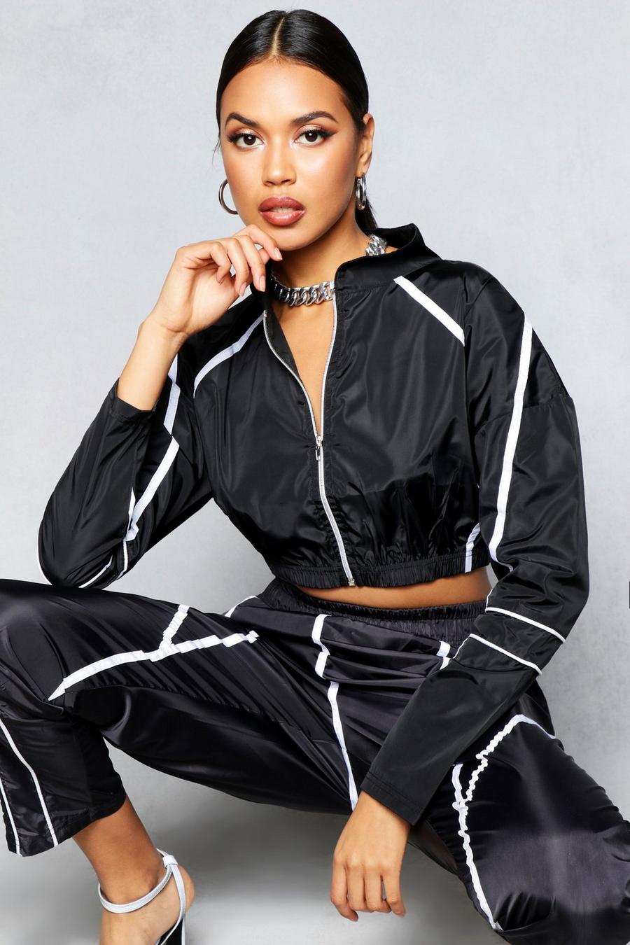 Zip Through Contrast Piping Shellsuit Jacket image number 1