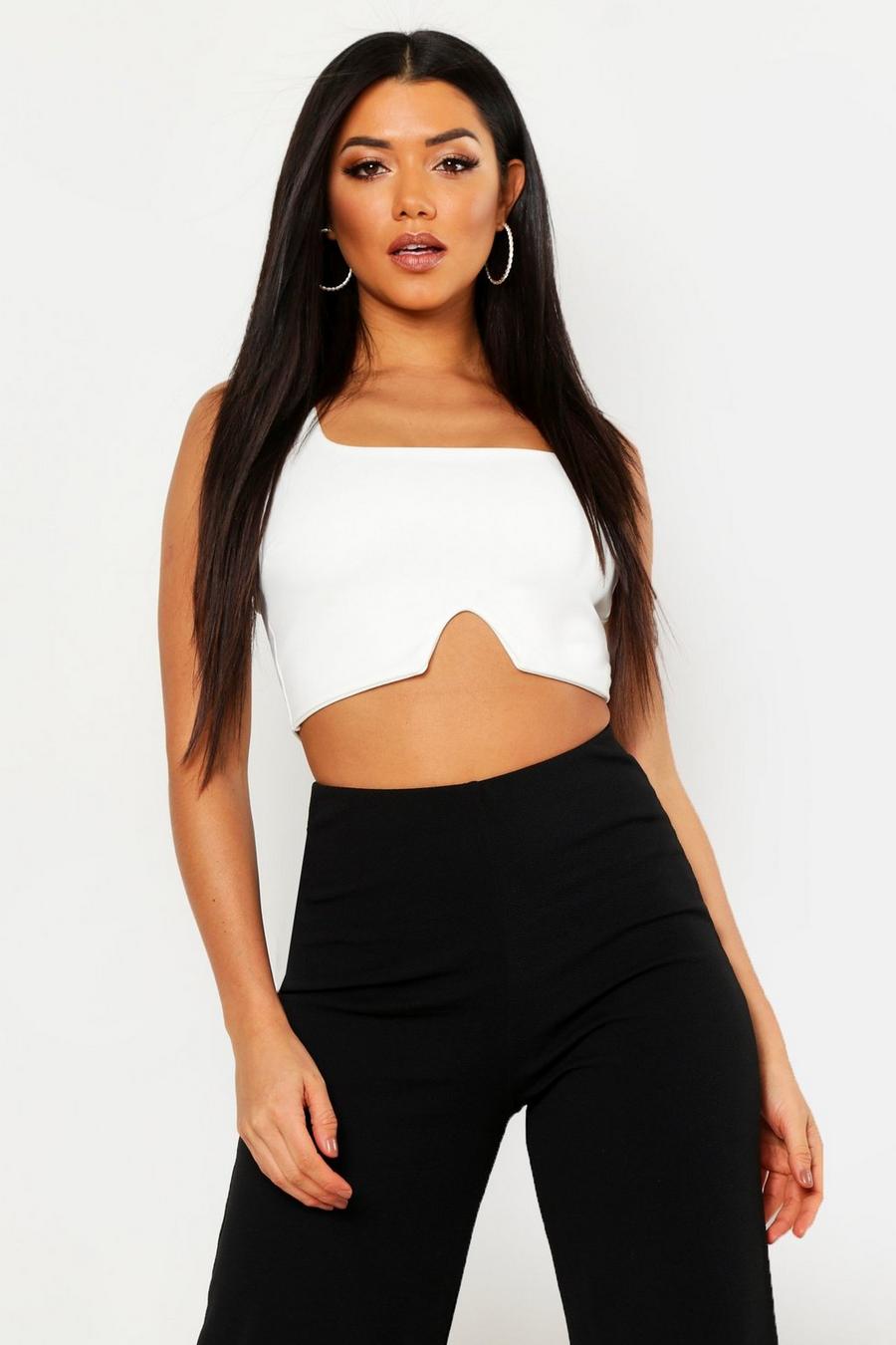 Crepe Notch Front Square Neck Crop Top image number 1