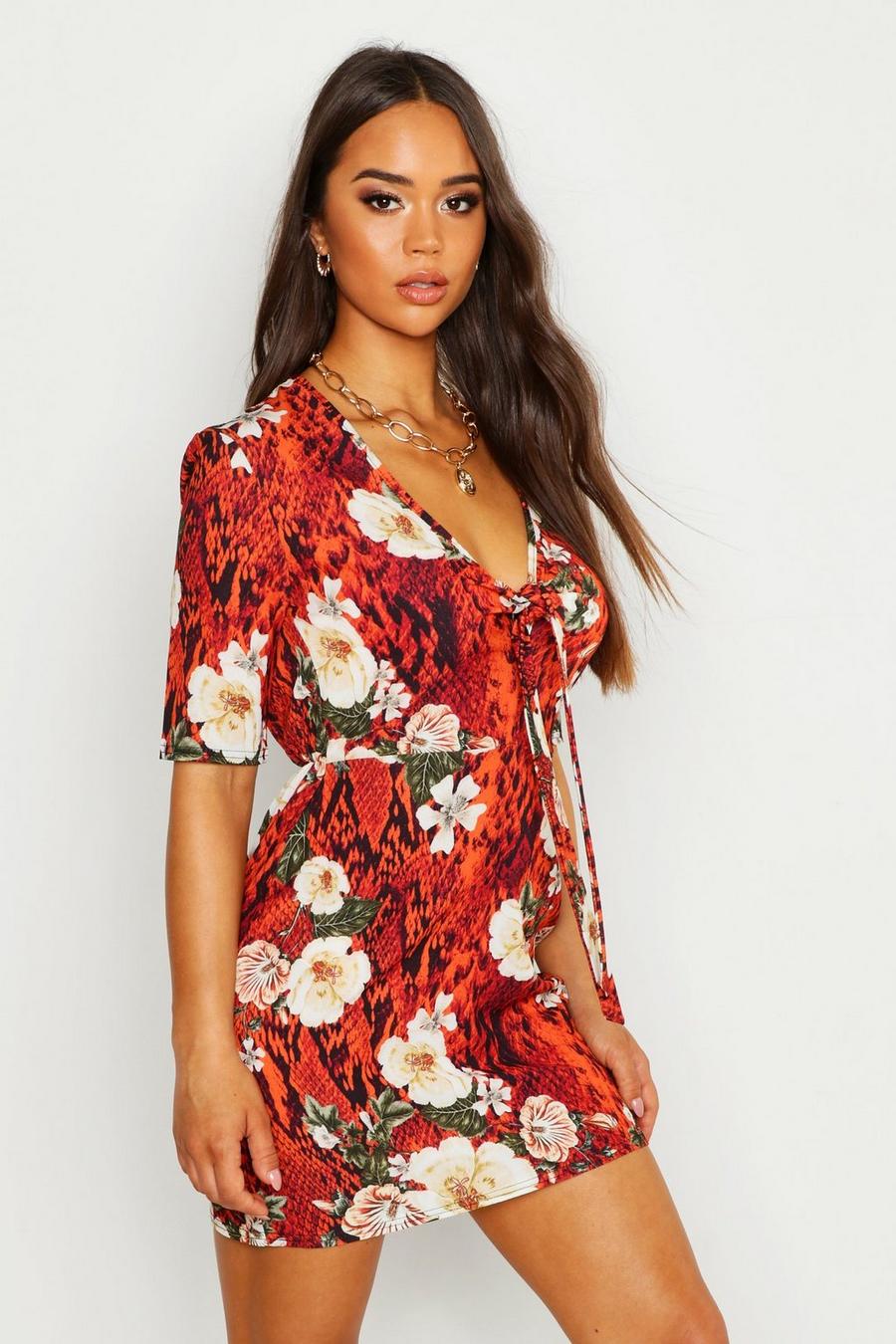 Woven Floral Tie Shift Dress image number 1