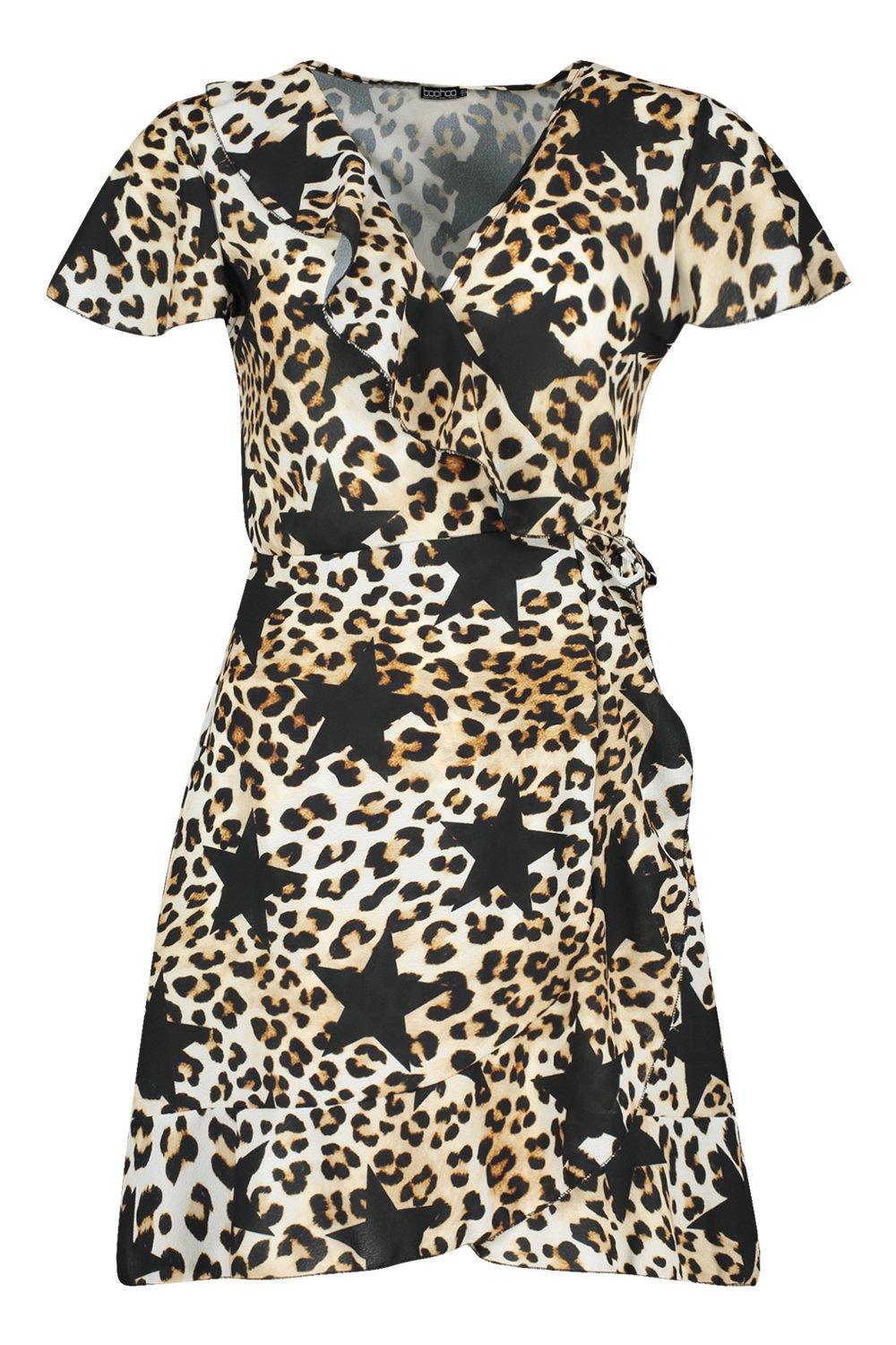 Boohoo star store leopard print dress