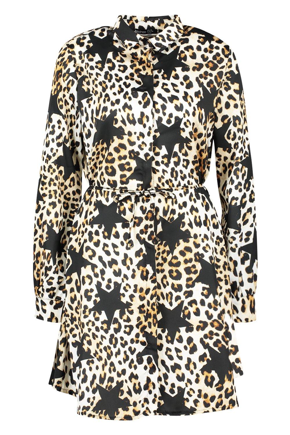 Boohoo star on sale leopard print dress