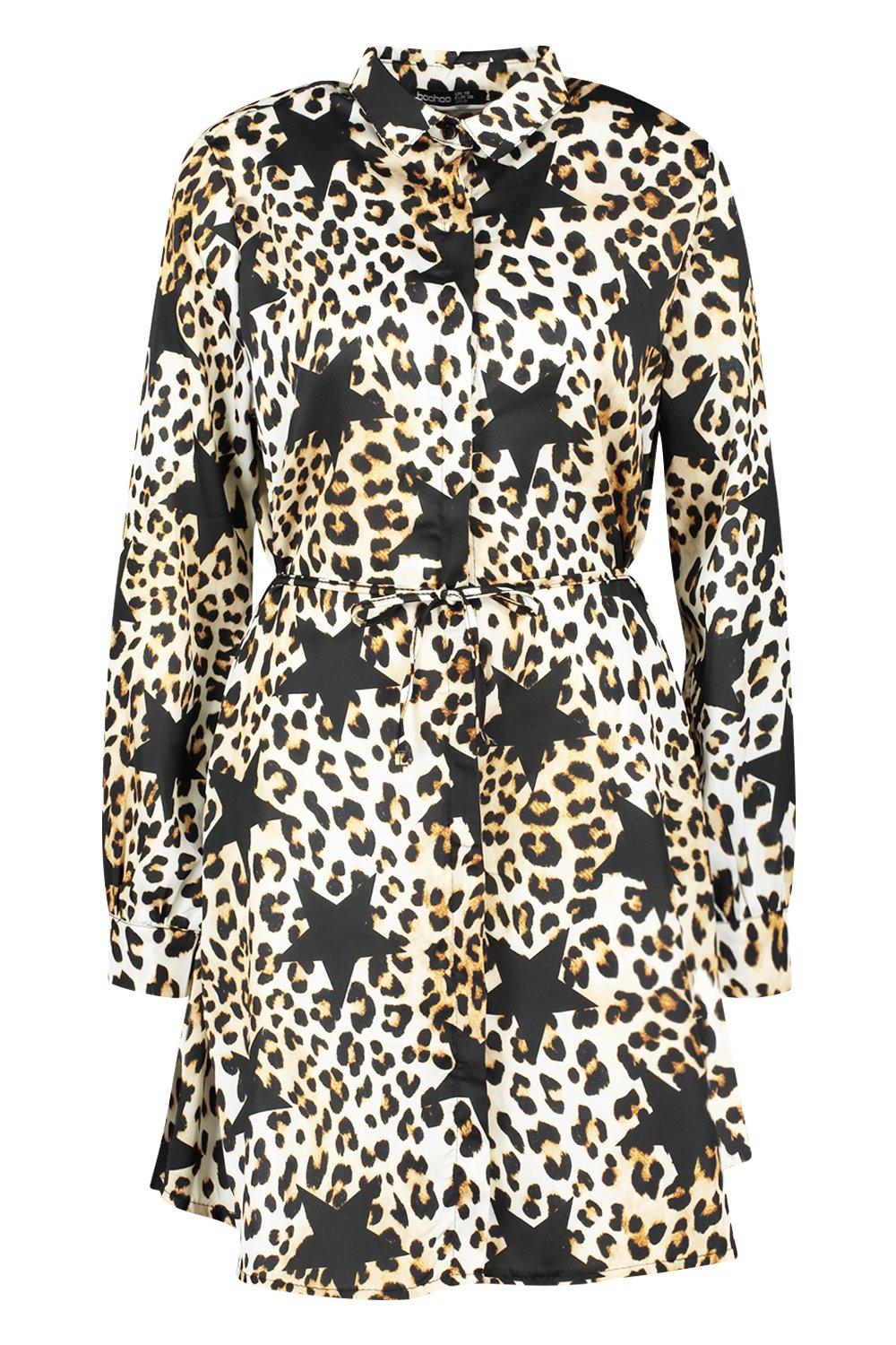 Boohoo star store leopard print dress