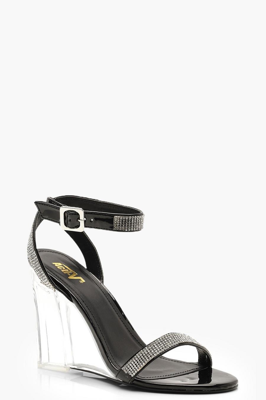 Diamante Strap Clear Wedges image number 1