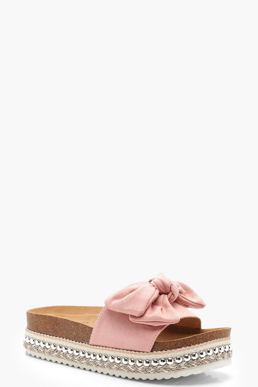 Blush Bow Detail Cleated Flatforms image number 1