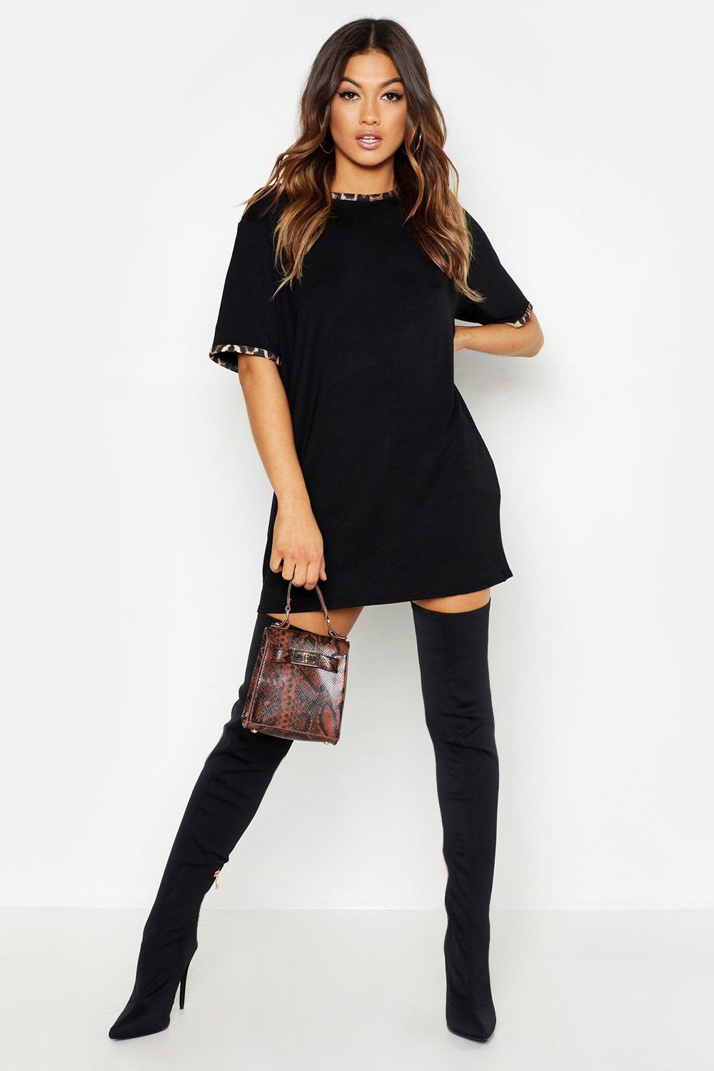 boohoo animal print shirt dress