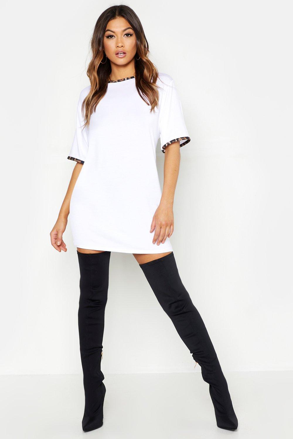 white leopard print shirt dress