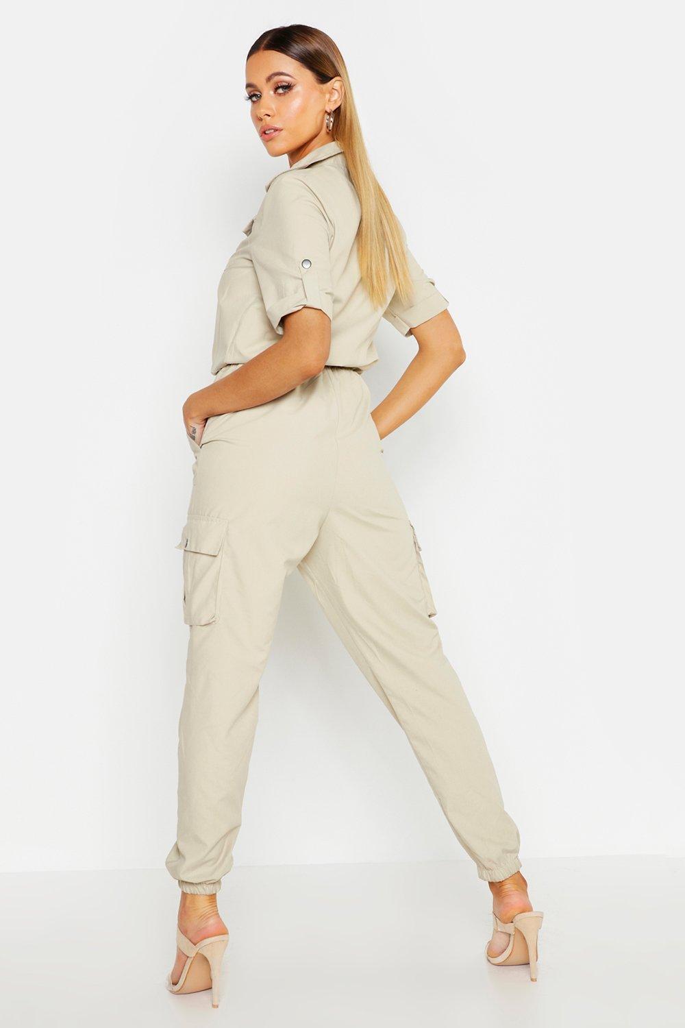 Beige boiler top suit womens