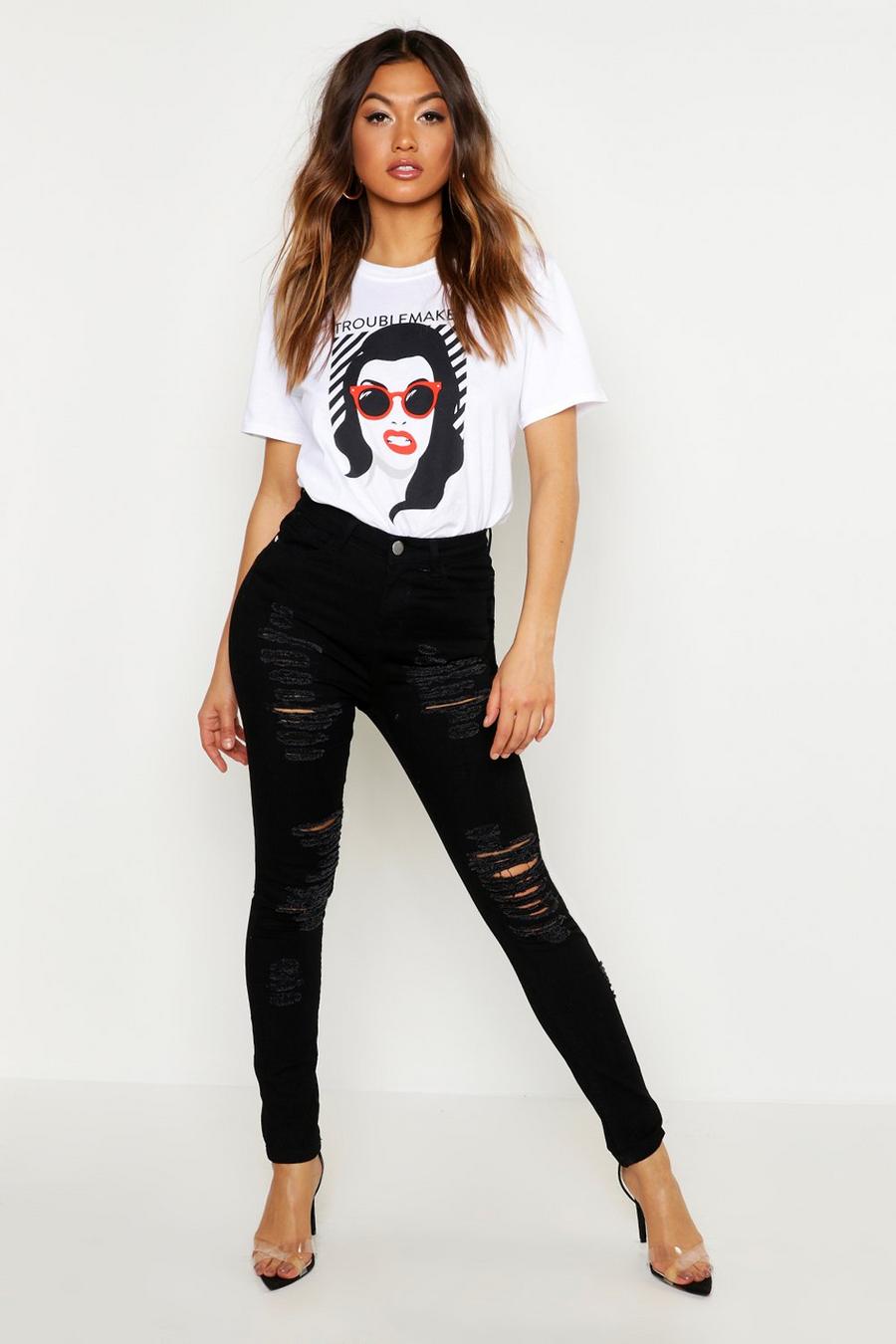High Rise Distressed Skinny Jean image number 1