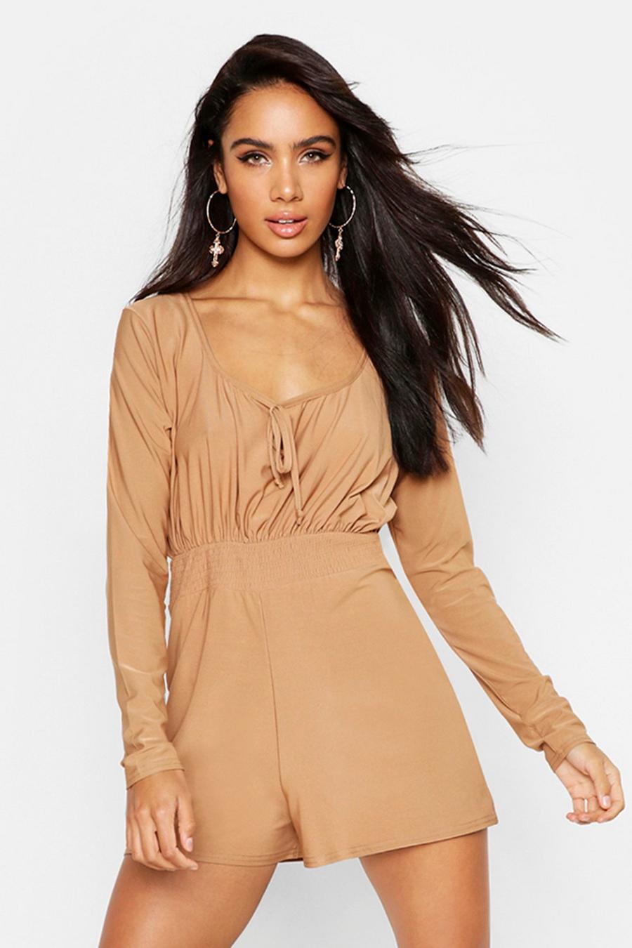 Peasant Sleeve Ruched Waist Playsuit image number 1