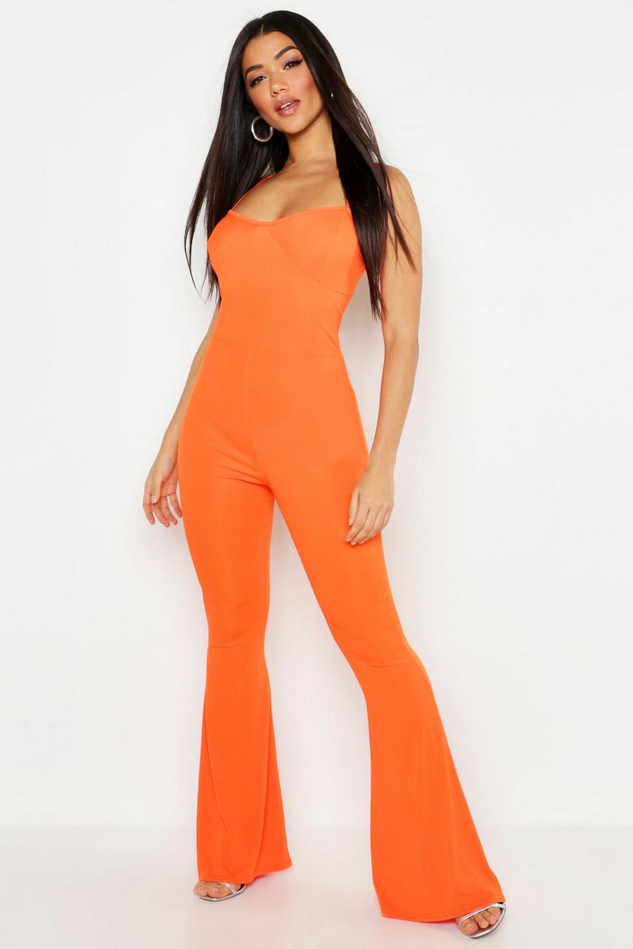 Cupped Ribbed Flare Jumpsuit image number 1
