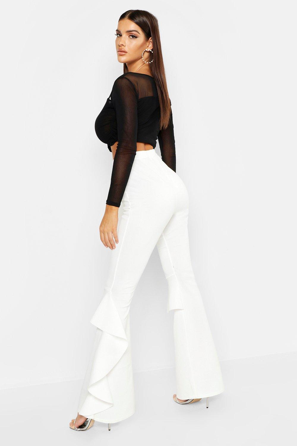 Ruffle store flare trousers