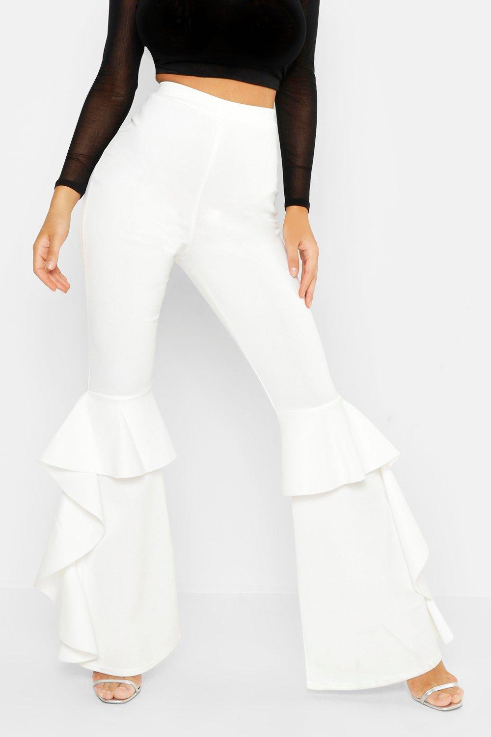 Ruffle Hem Flared Pants