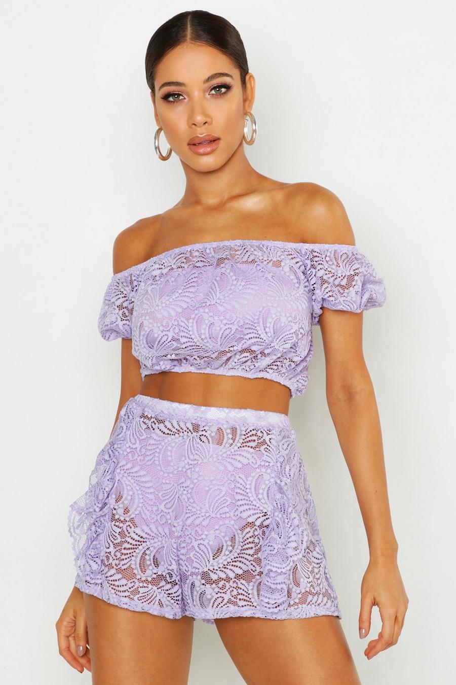 Lilac Lace Shorts image number 1