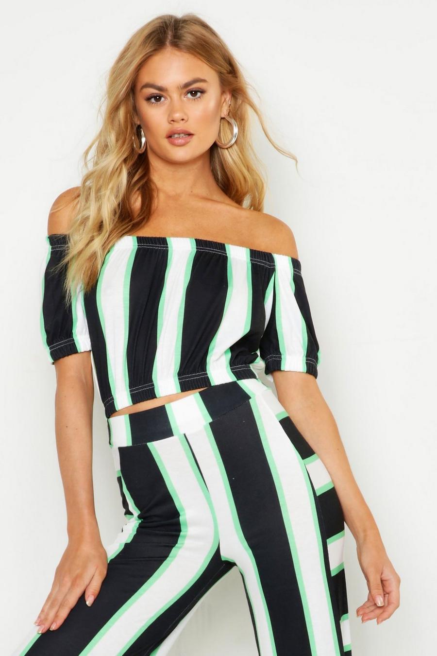 Striped Gypsy Off The Shoulder Top image number 1