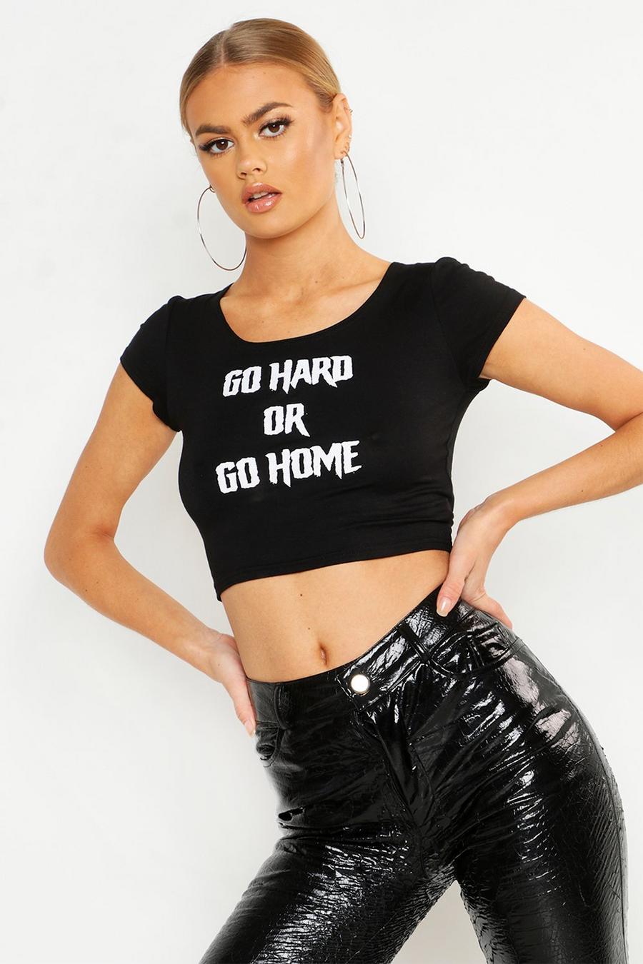 Crop Top mit „Go Hard Or Go Home“-Print image number 1