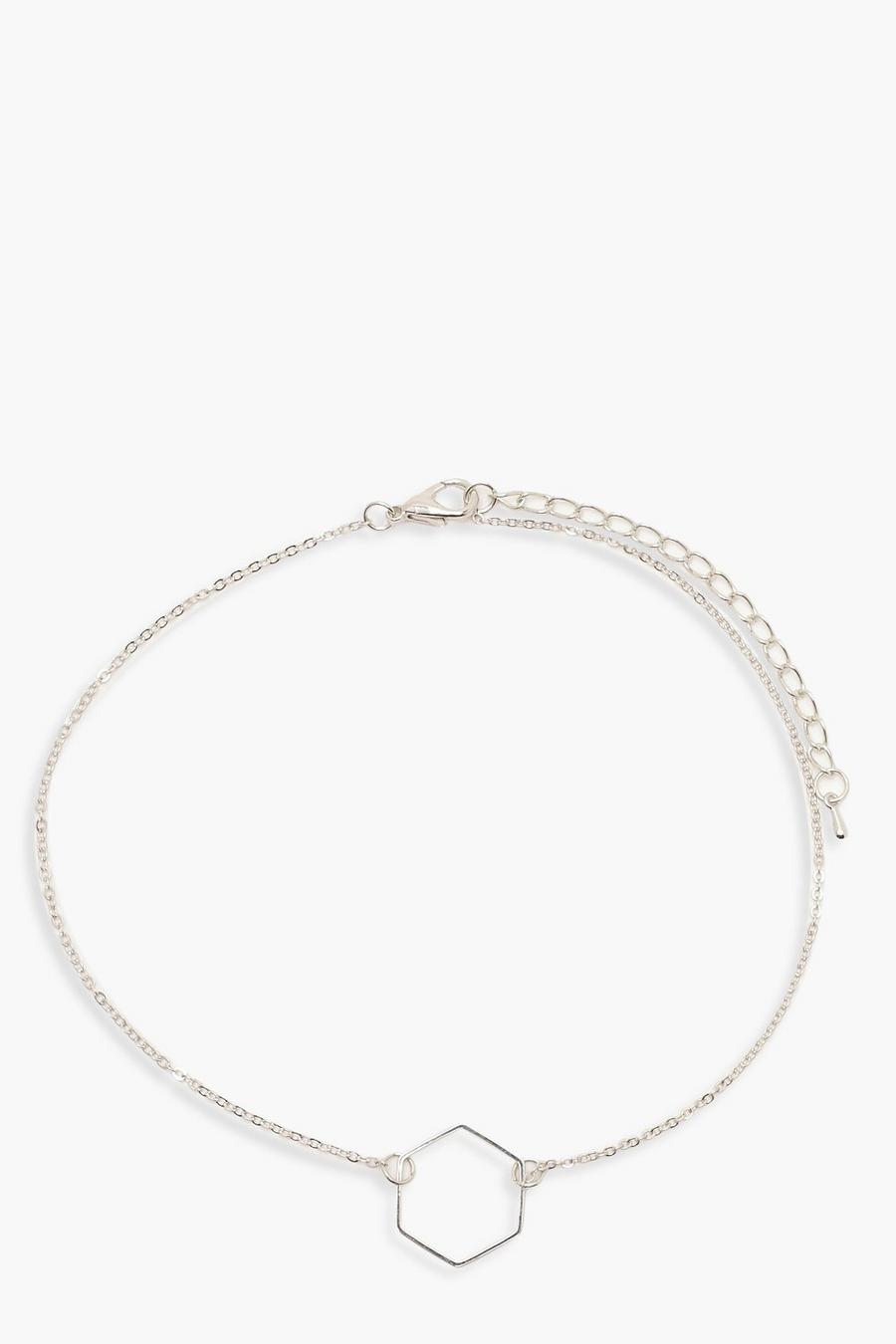 Silver Hexagon Chain Choker image number 1