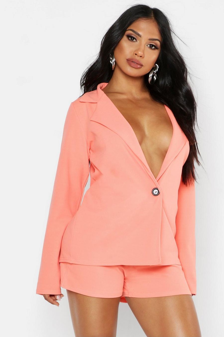 Coral Tailored Blazer & Short Two-Piece Set image number 1