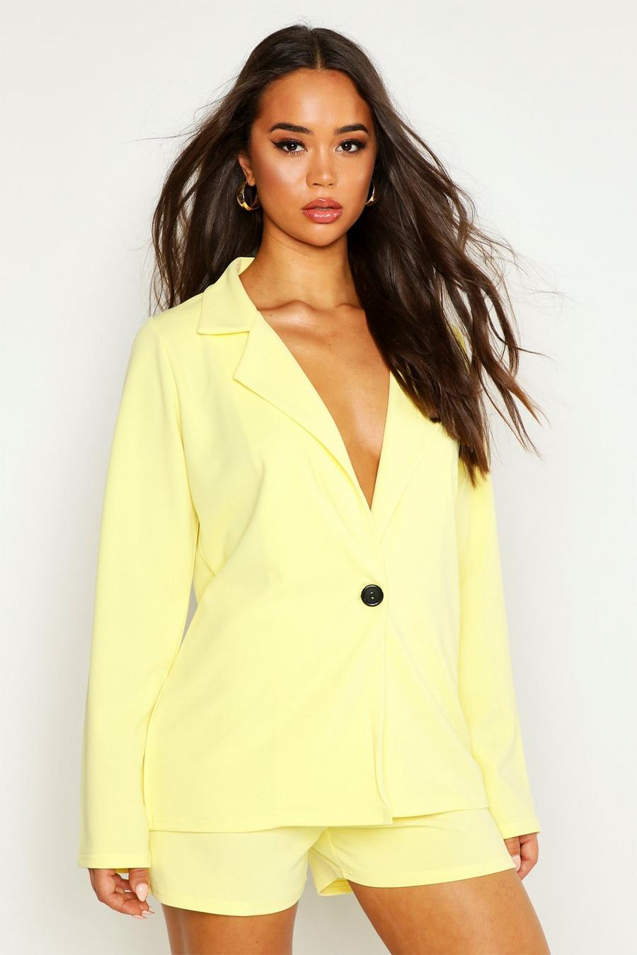 Yellow Tailored Blazer & Short Co-Ord Set image number 1