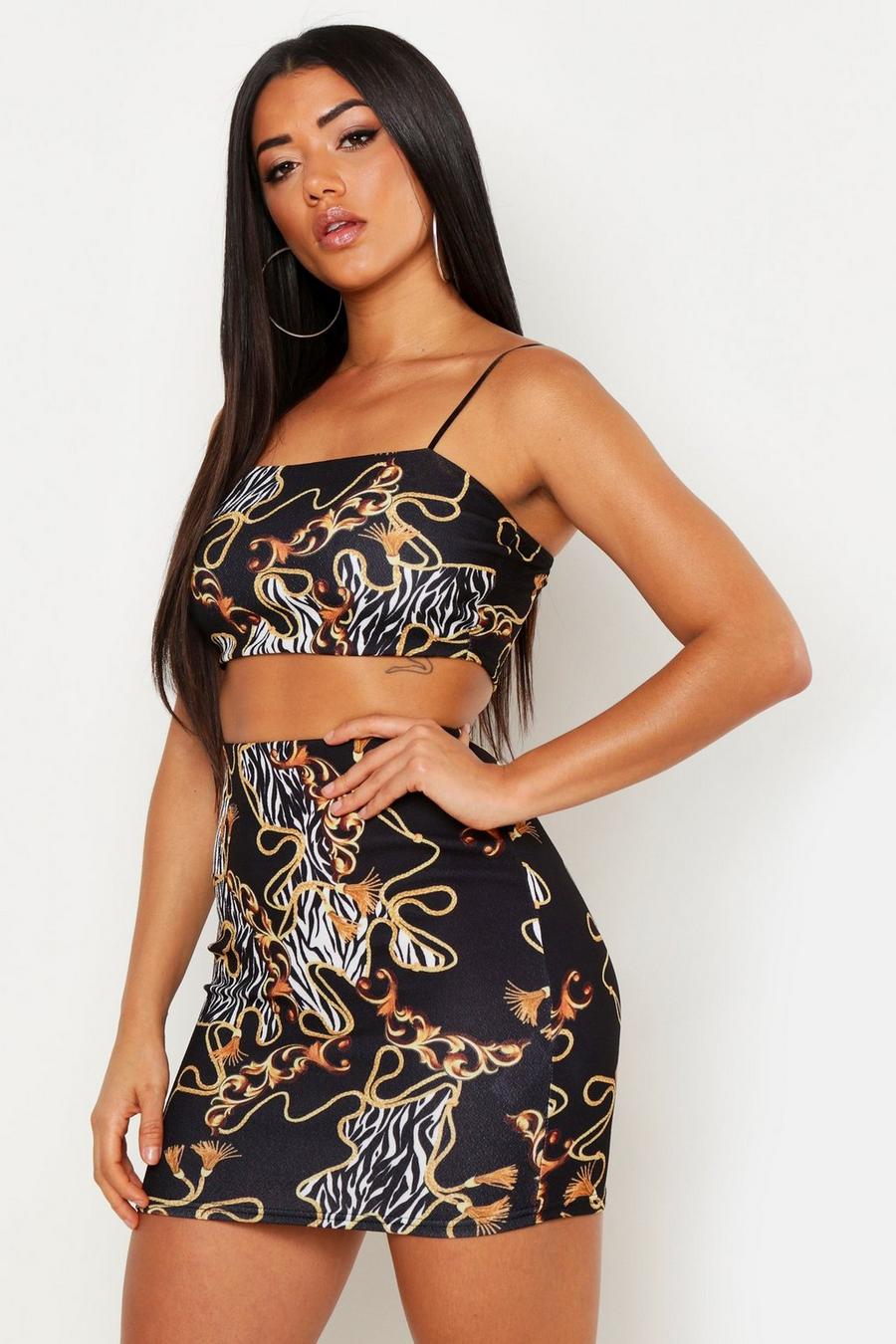 Chain Print Strappy Top & Mini Skirt Co-Ord image number 1