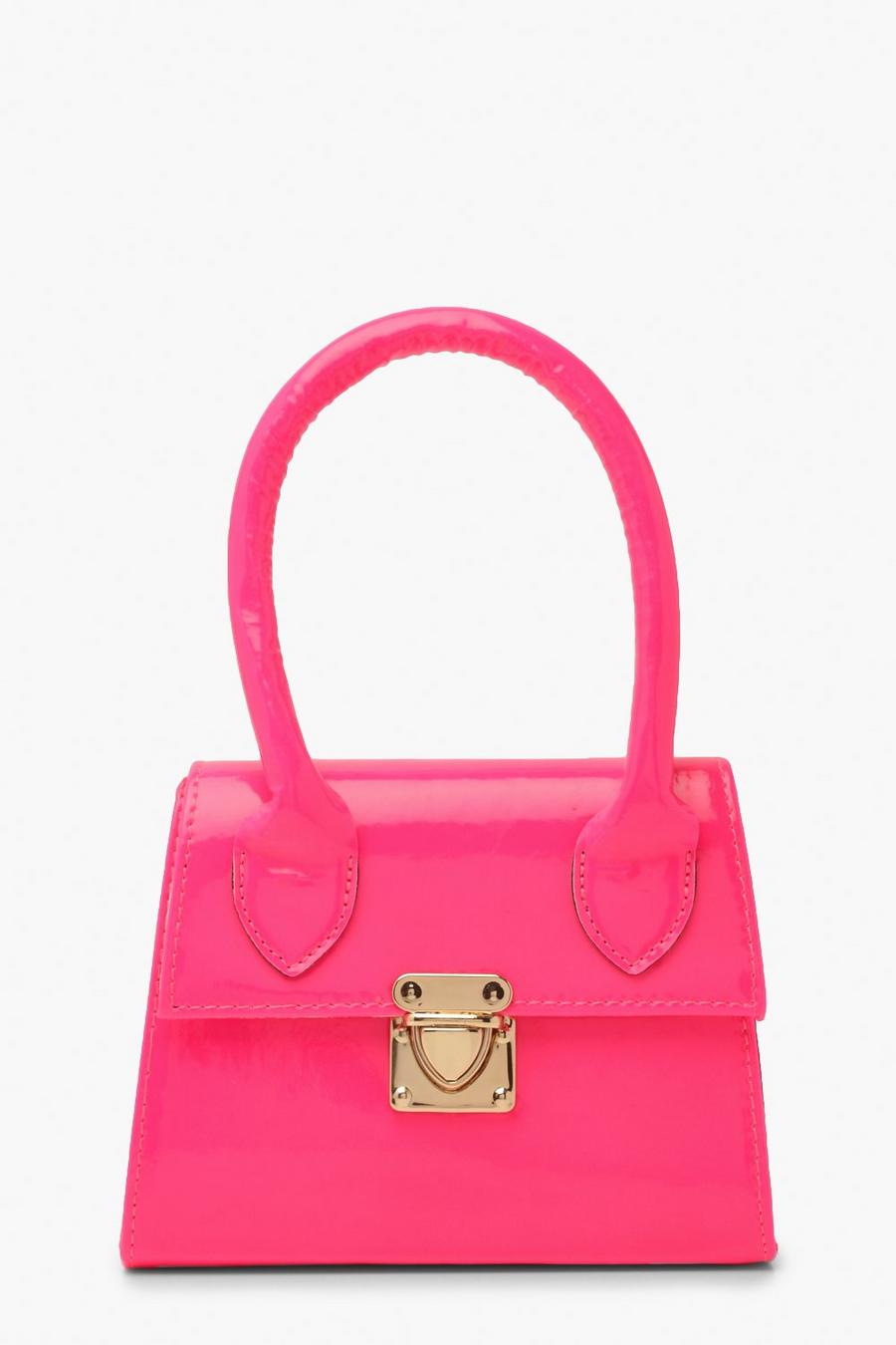 Pink rosa Neon Micro Mini Structured Handle Grab Bag image number 1