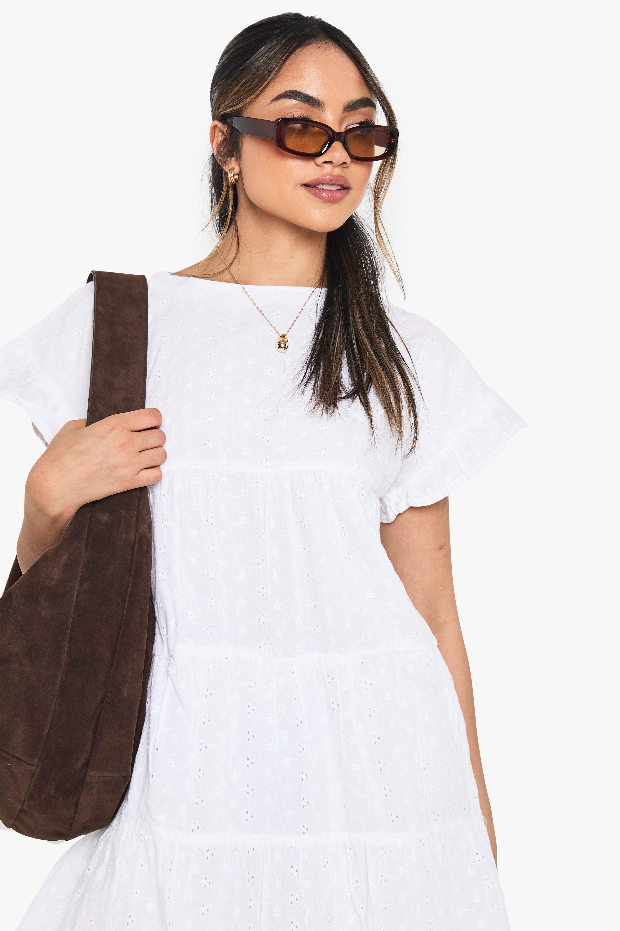 Embroidered Smock Playsuit boohoo UK