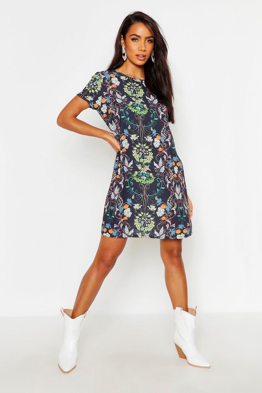 Woven Floral Paisley Shift Dress image number 1