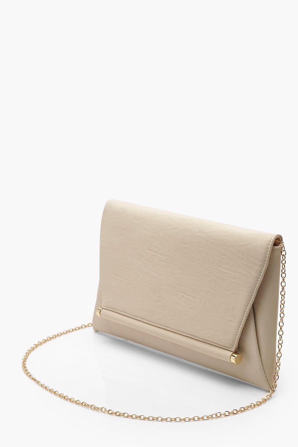 Boohoo Women's Structured Suedette Clutch Bag and Chain