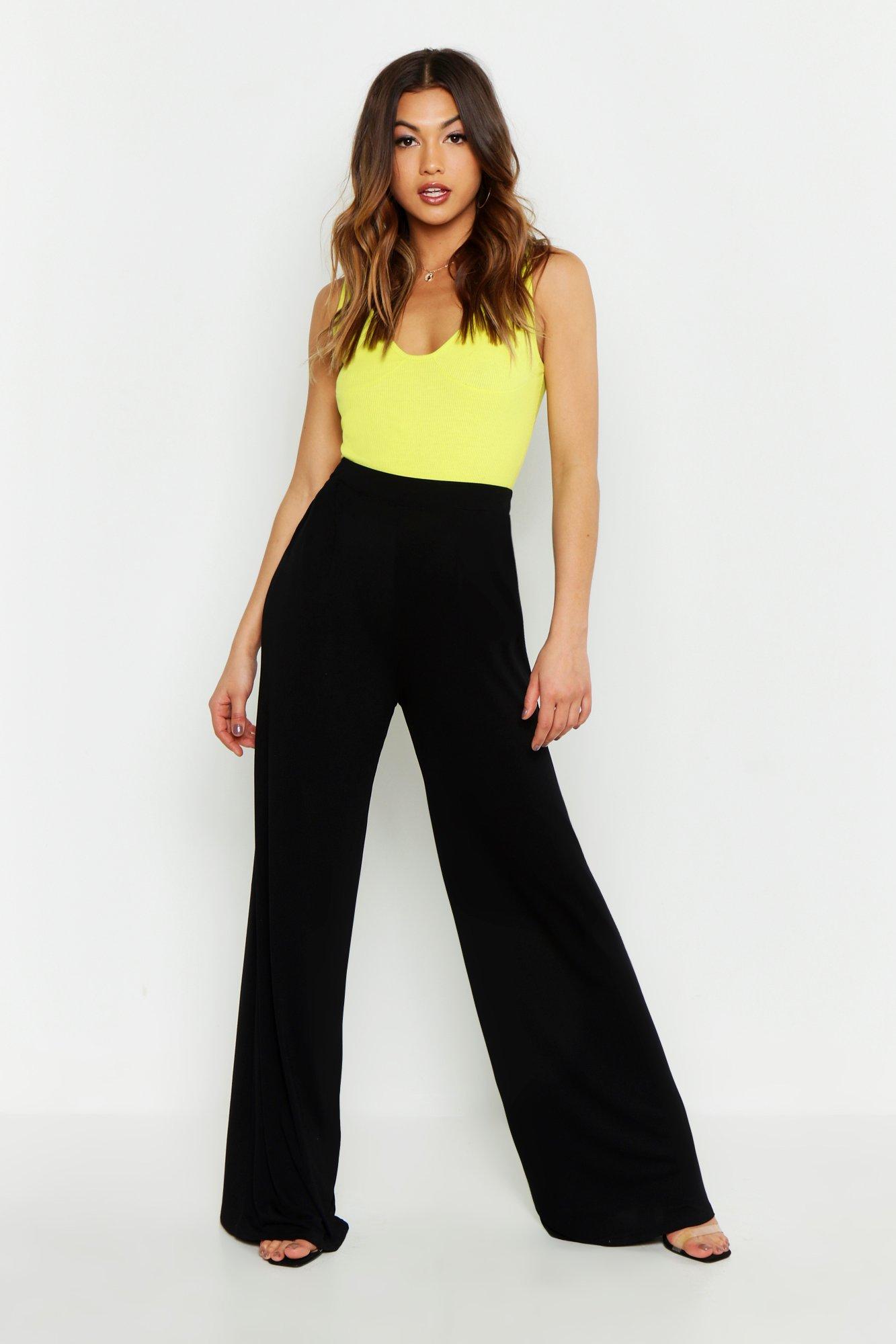 Basic Wide Leg Jersey Pants | boohoo 