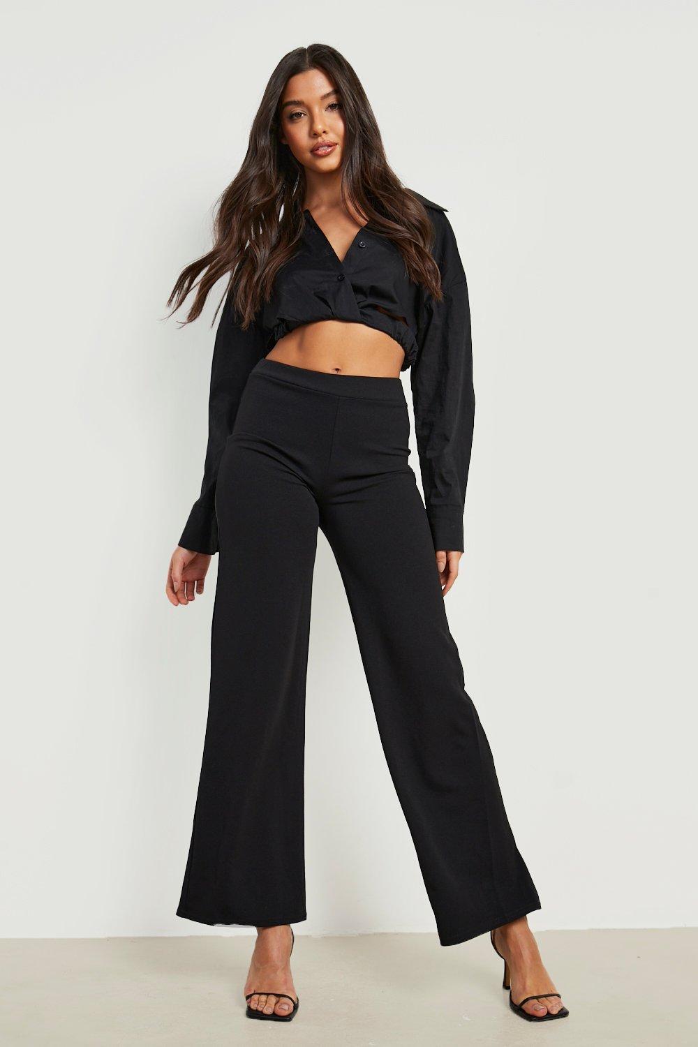 black mesh stripe high waisted wide leg trousers