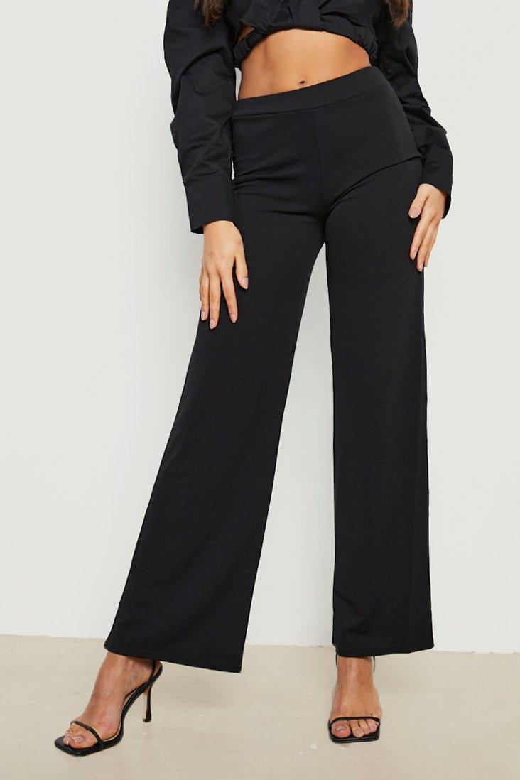 High Waisted Crepe Wide Leg Trousers