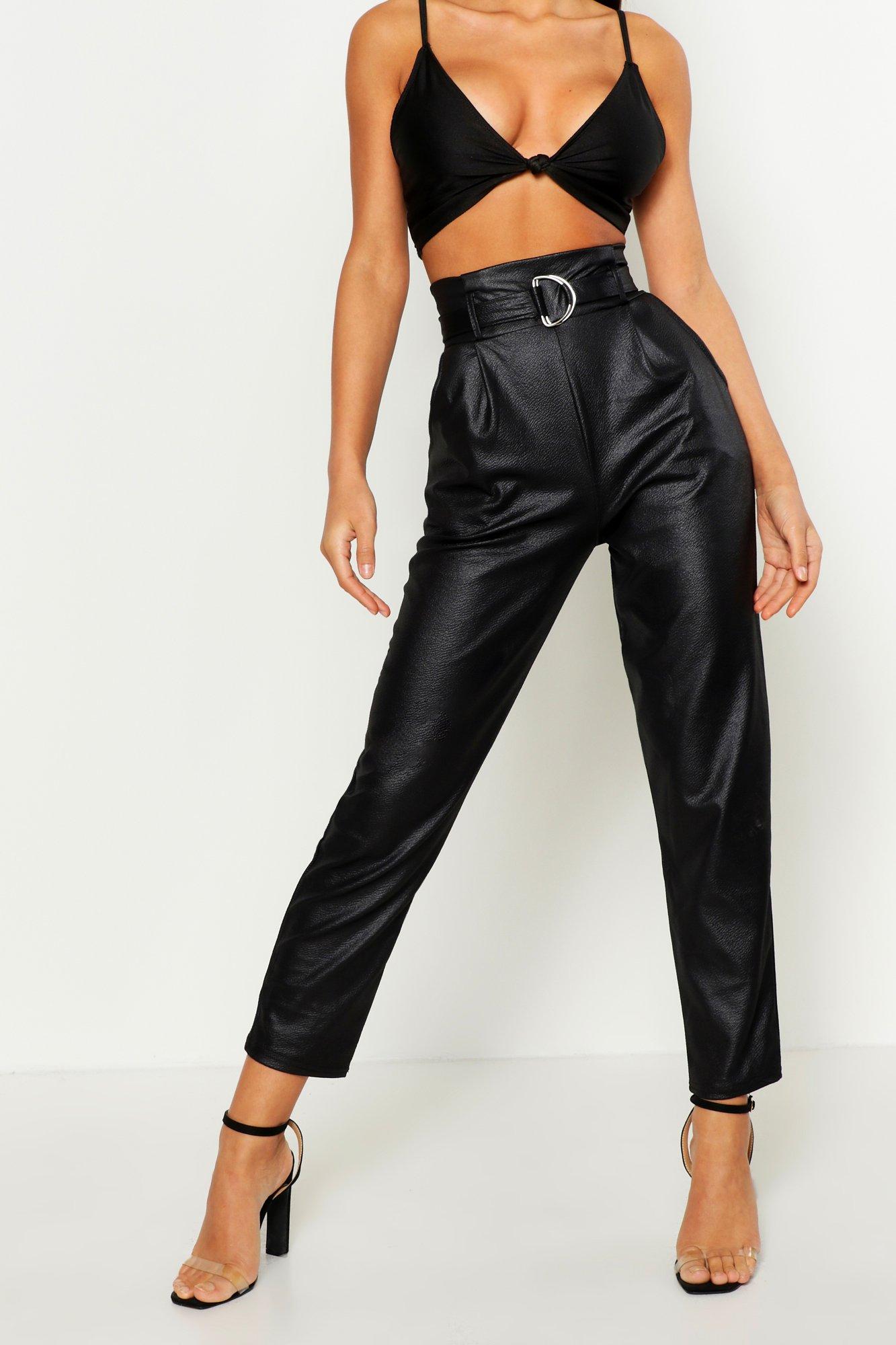 Leather belted pants fashion