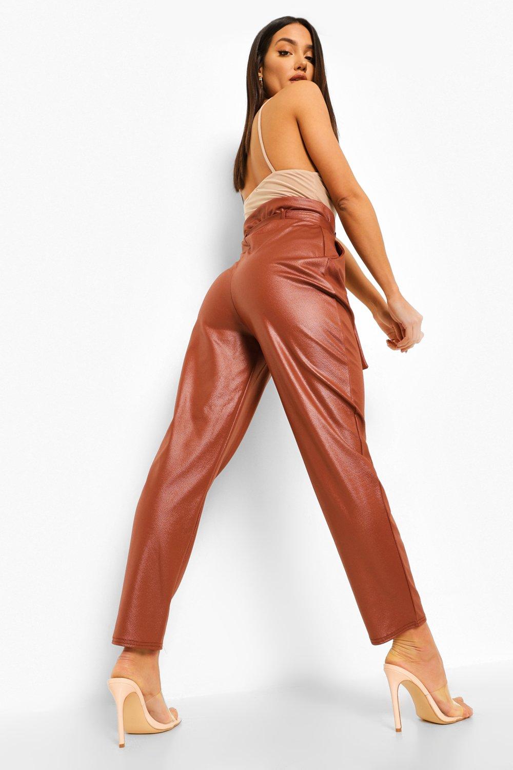 High waisted sale belted leather pants