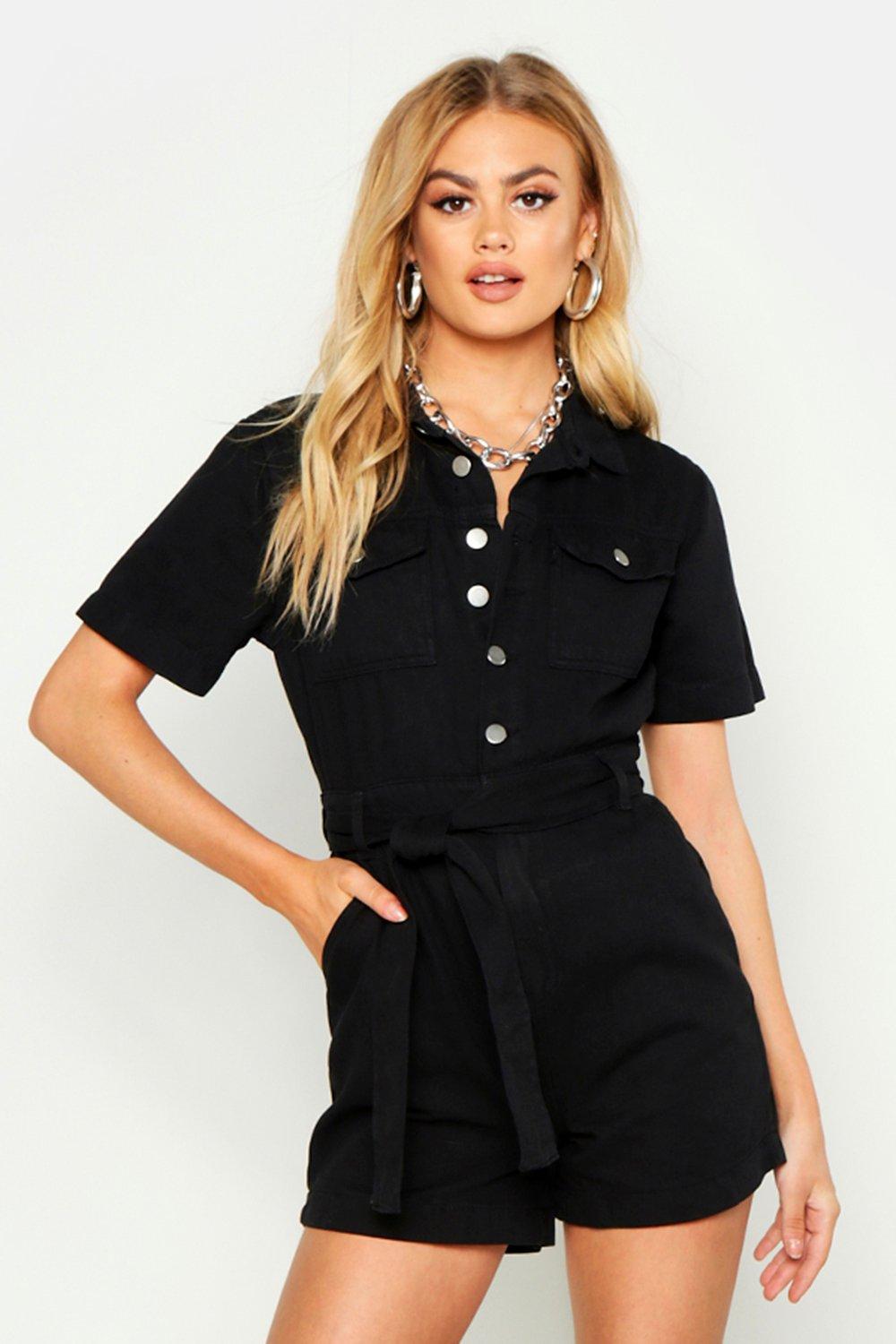 denim playsuit black