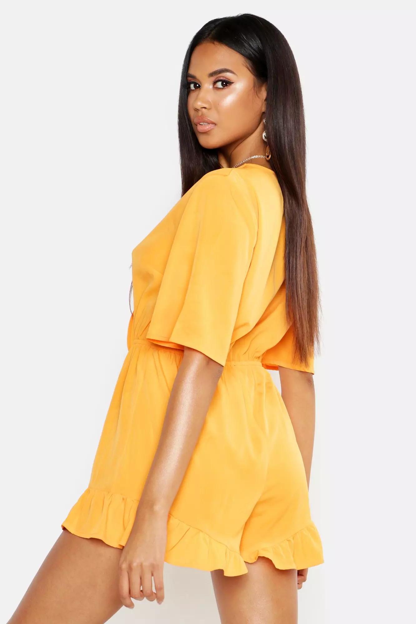 Black Ruffle Hem Knot Front Playsuit alternative image