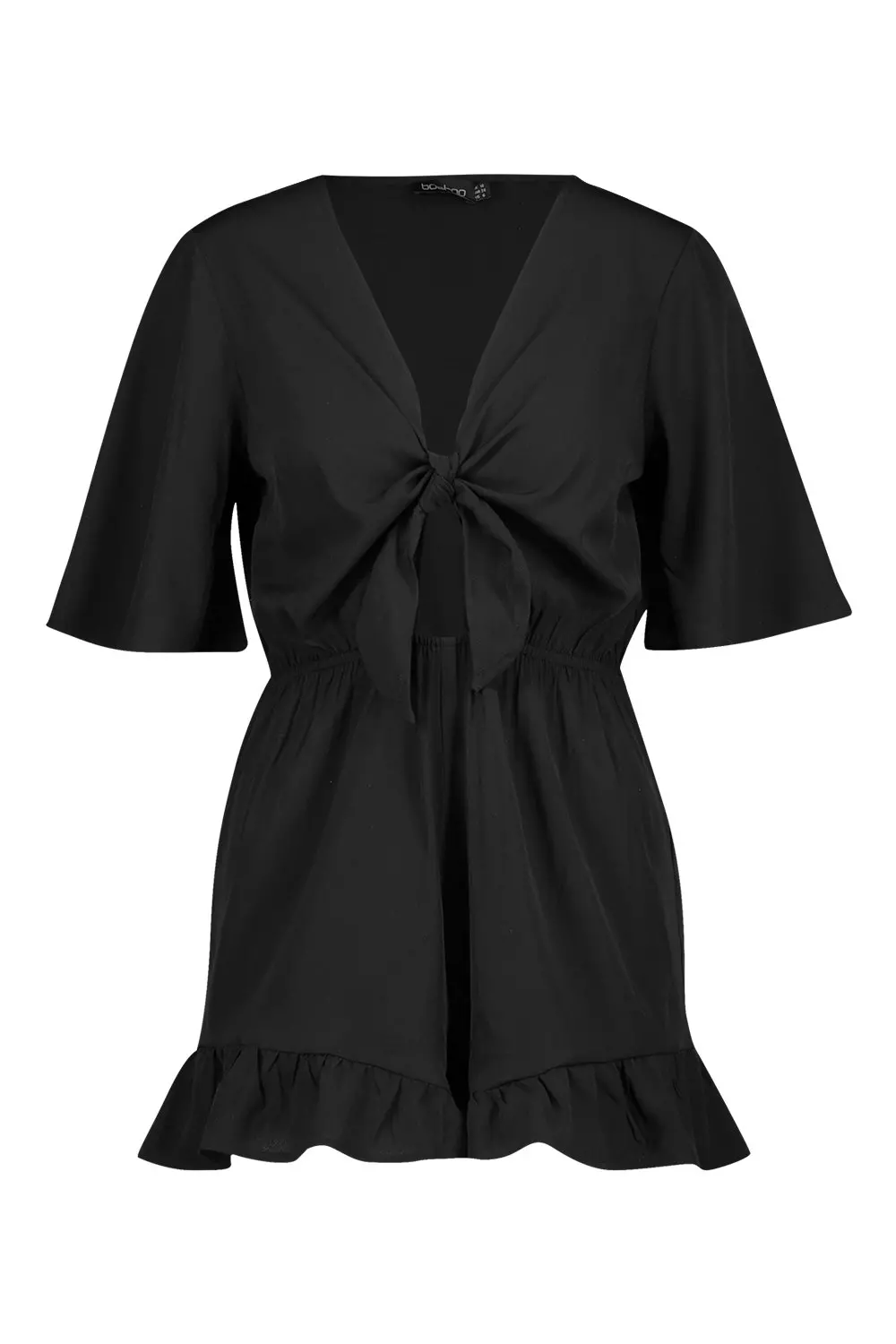 Black Ruffle Hem Knot Front Playsuit alternative image