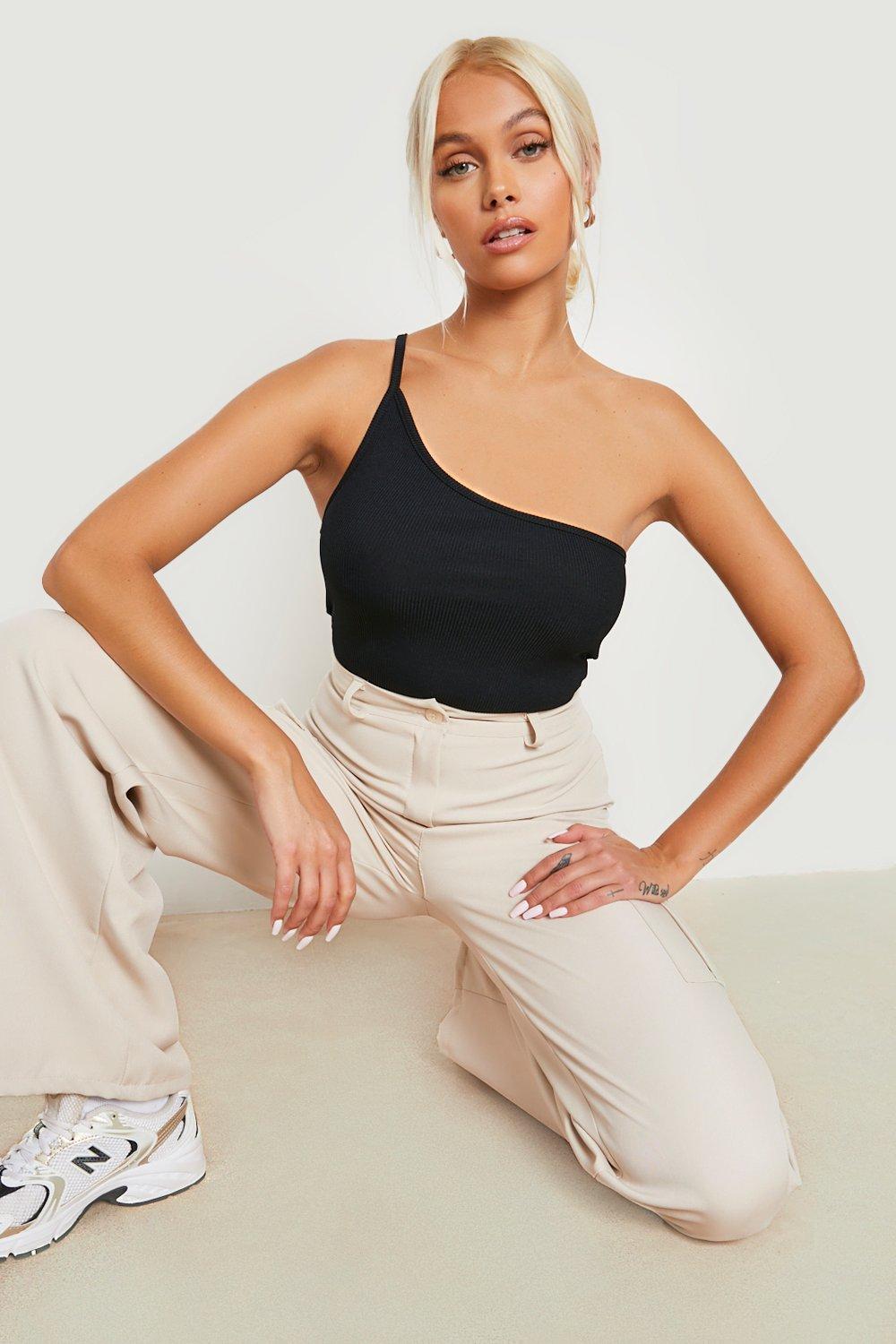 Ribbed one shoulder discount bodysuit