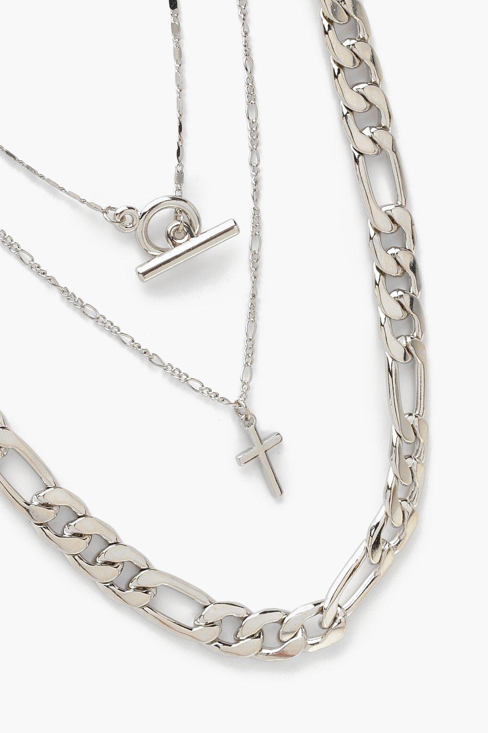 Chunky silver layered deals necklace