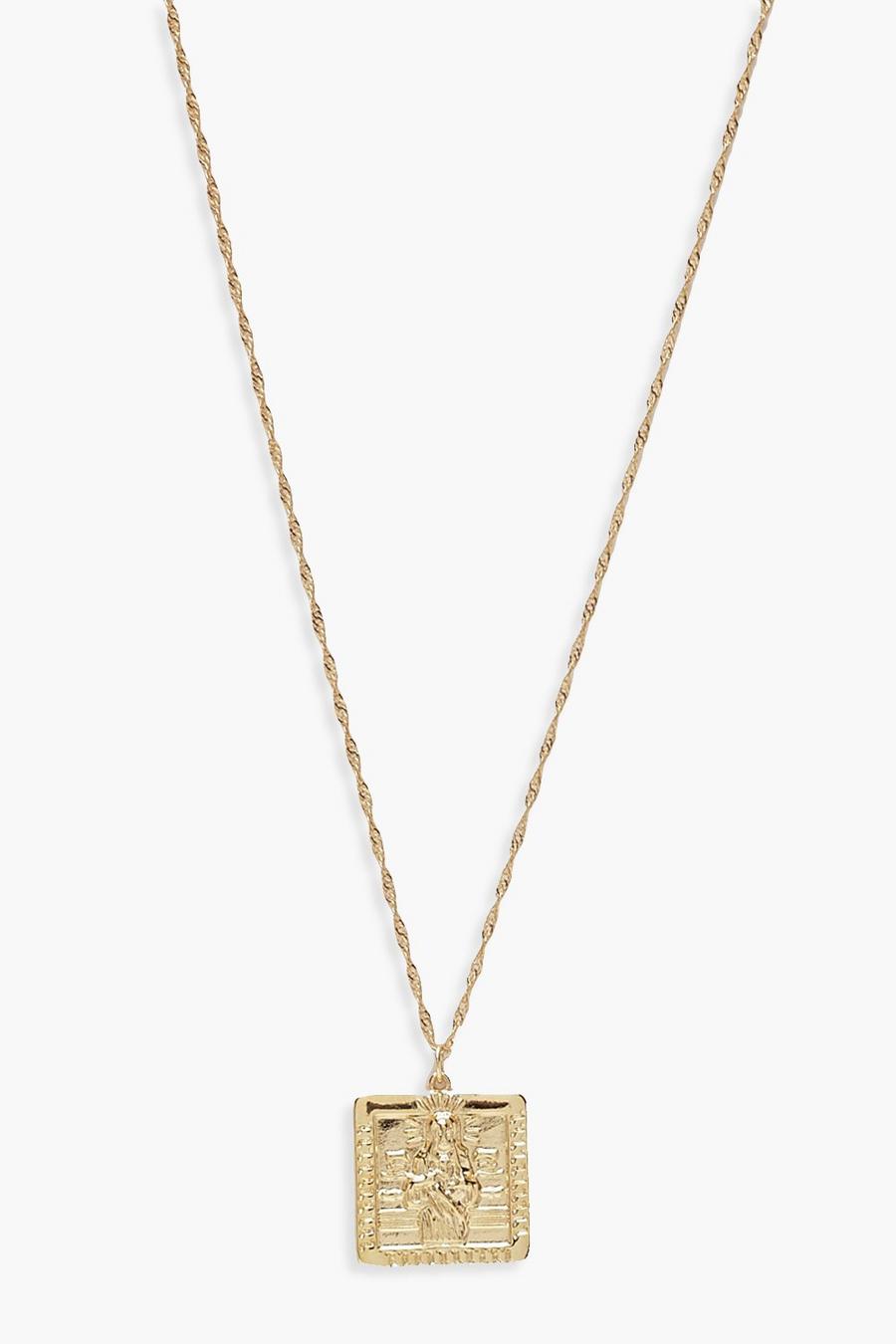 Gold Square Sovereign Necklace image number 1