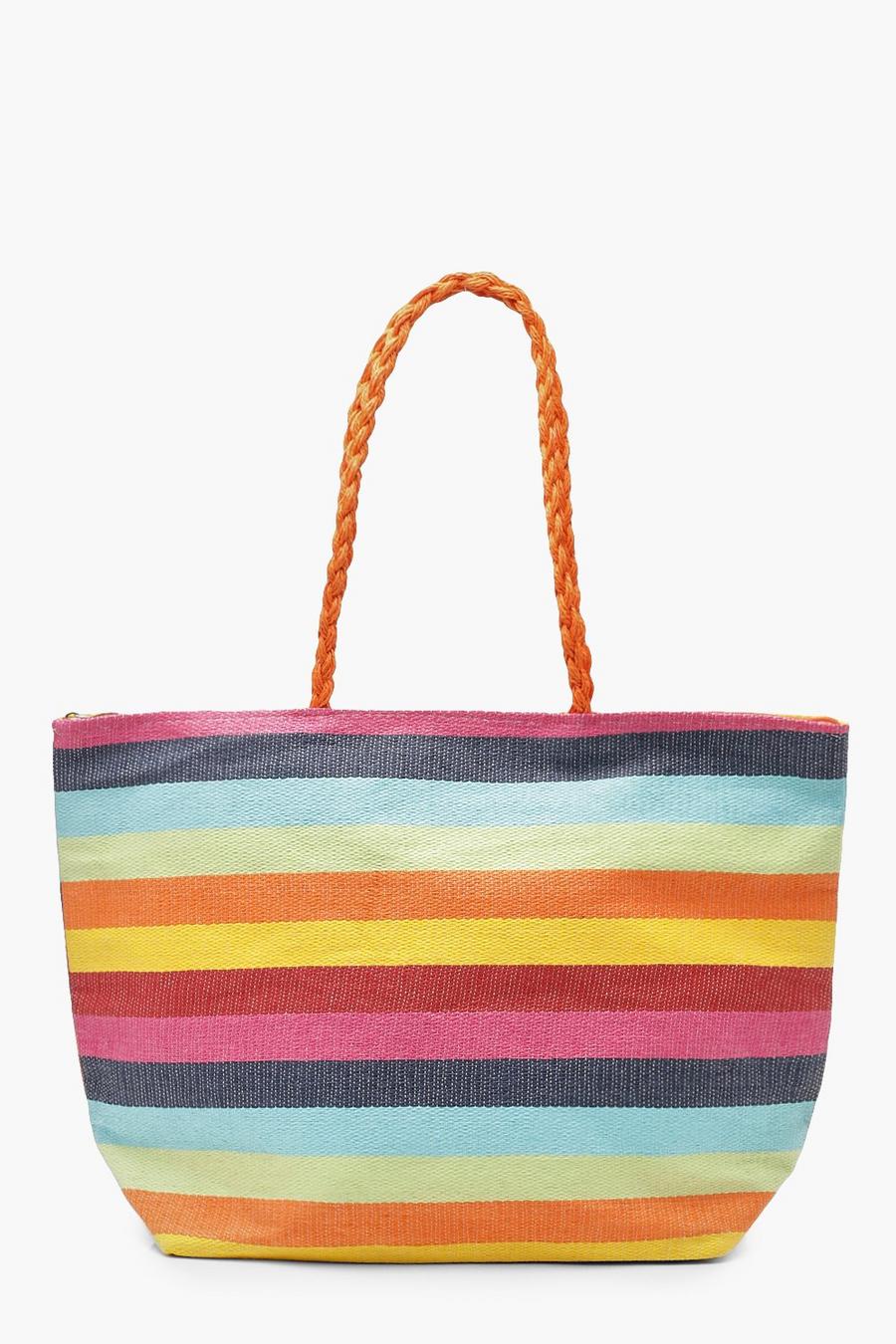 Strandtasche mit regenbogenfarbenem Streifen, Mehrfarbig image number 1